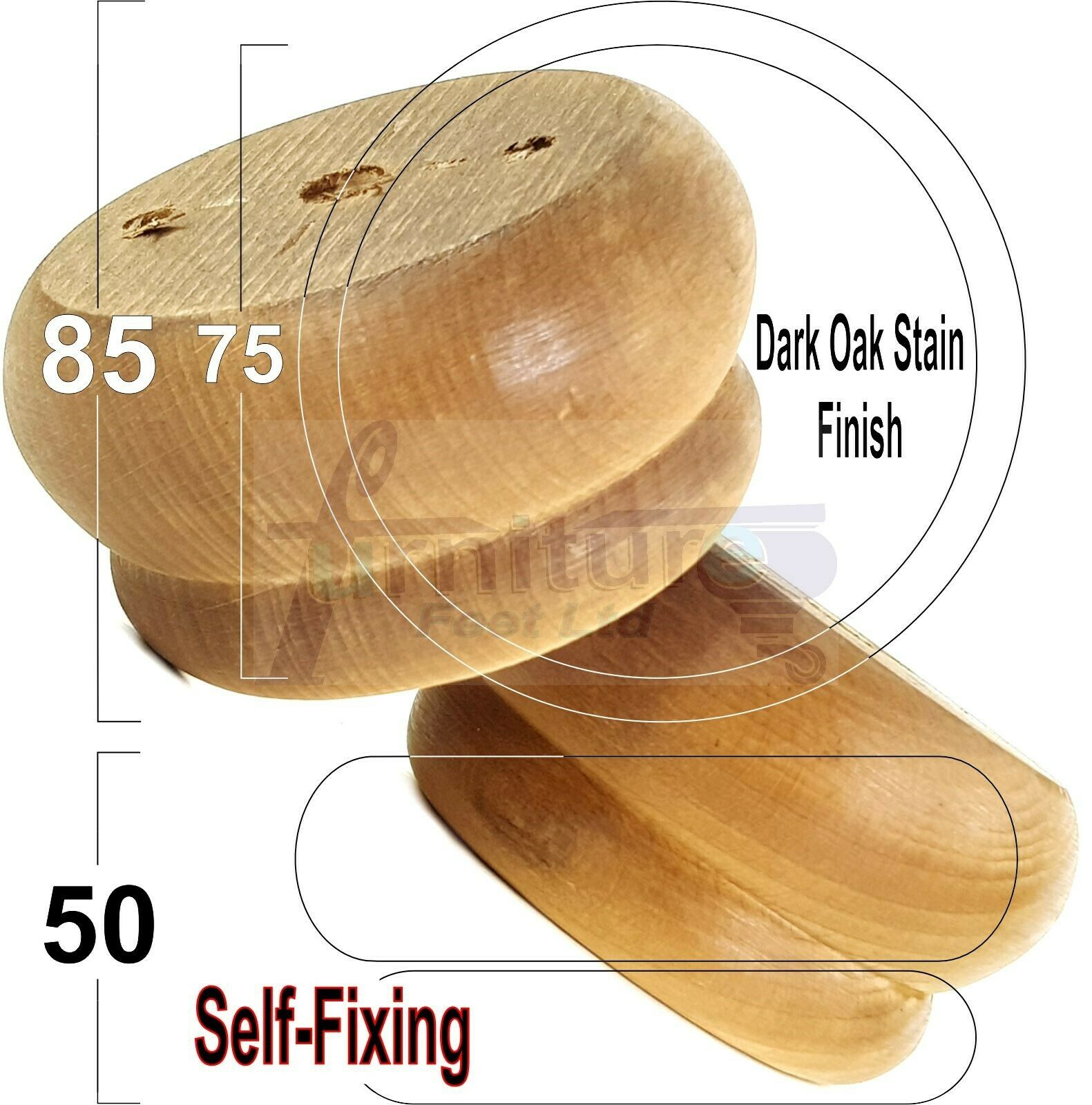 4 Turned Wood Furniture Legs Chair Sofa Stool Bed Replacement Bun Feet 50mm High