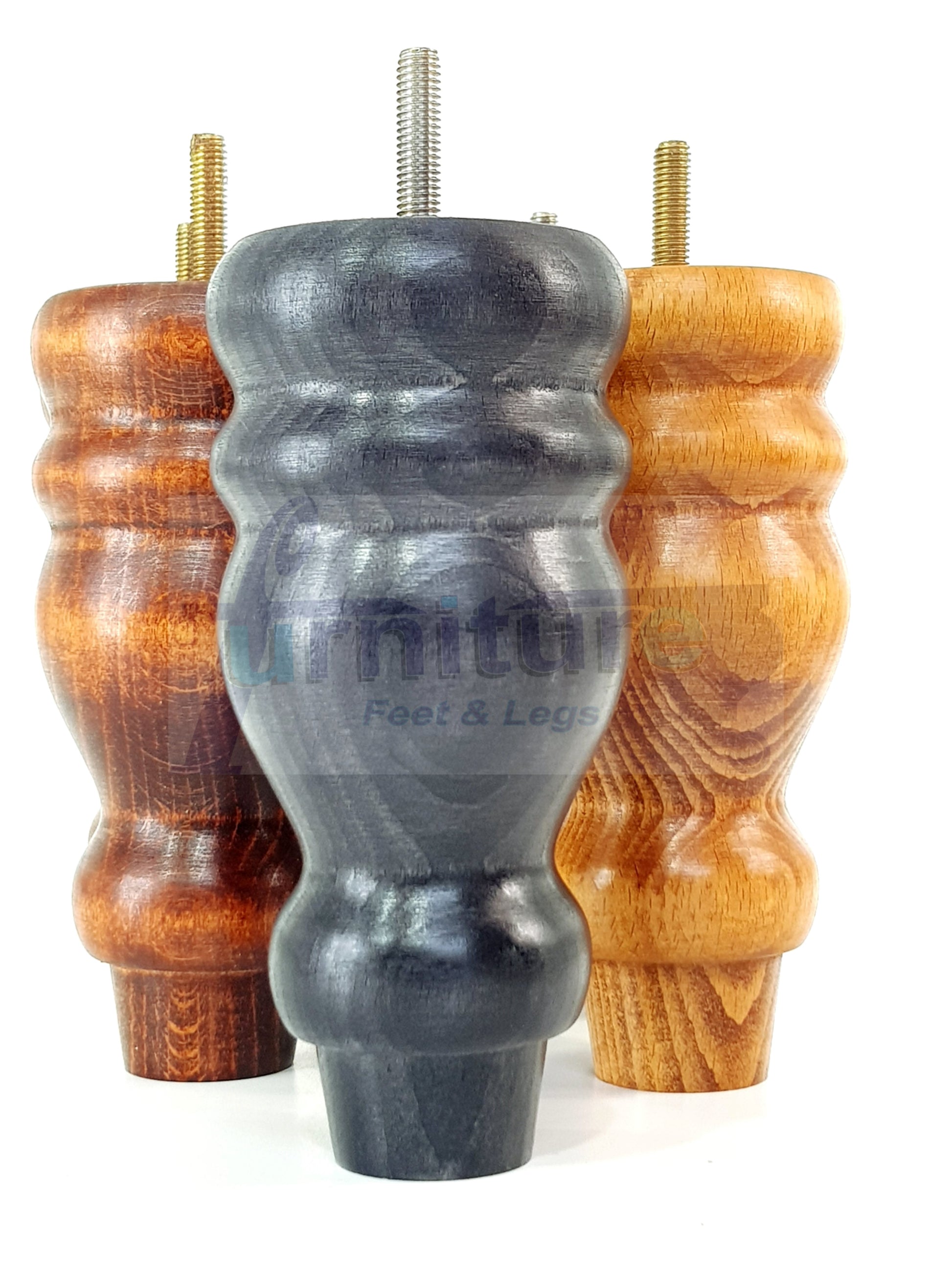 Set Of 4 Turned Wood Furniture Legs Replacement Sofa, Chair Feet 155mm High M10 Tread