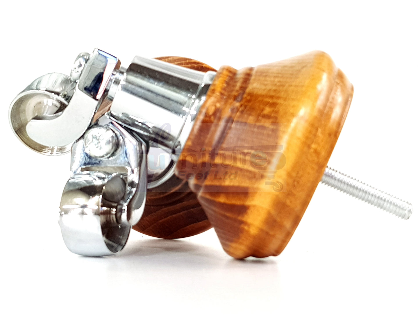 4x Medium Oak Washed Wooden Furniture Sofa Legs M8 With Castors Replacment Chair Settee Feet 115mm - 125mm High