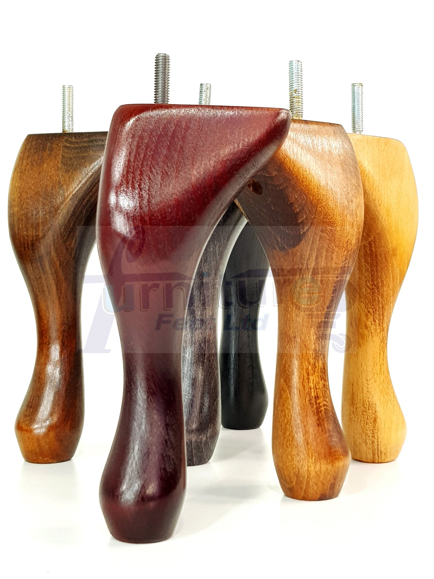 4 Solid Wood Furniture Feet 150mm High Queen Anne Replacement Legs Chairs Settees Beds Sofas M10 Thread