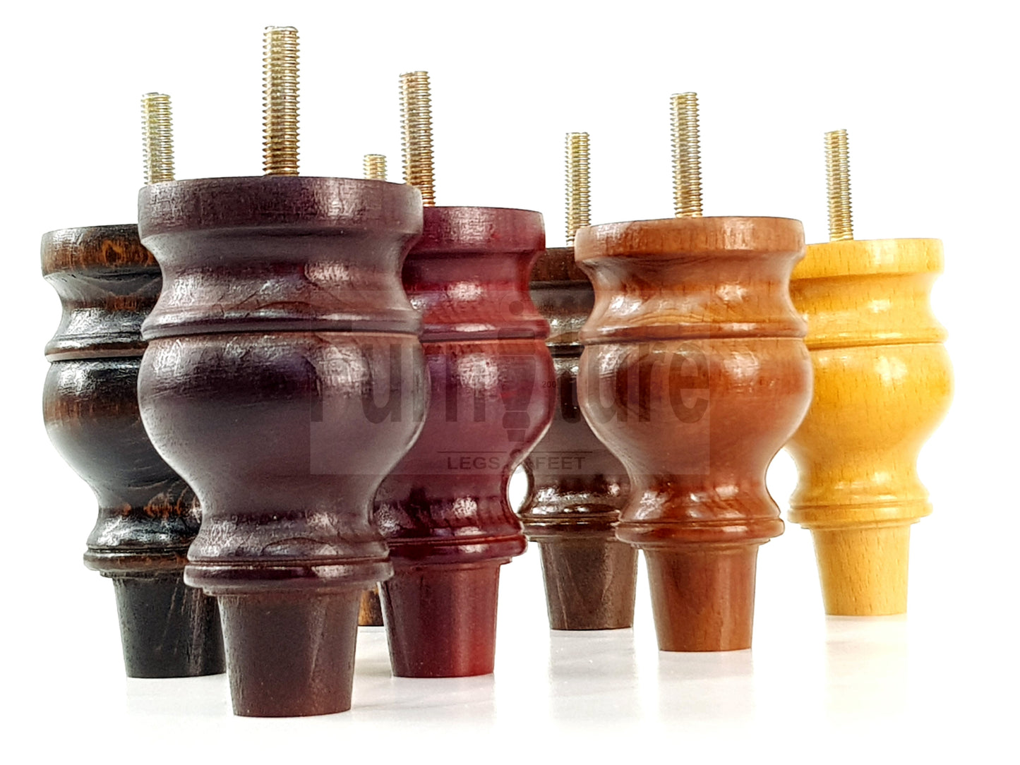 Set Of 4 Turned Beech Wood Furniture Legs 100mm High Sofa Feet 8mm Thread Fixing