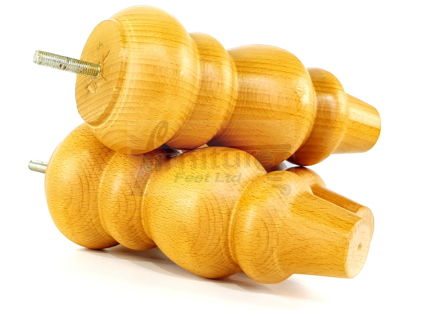 4 Solid Wood Furniture Legs Replacement Turned Feet 200mm High M8(8mm) Thread: Oak