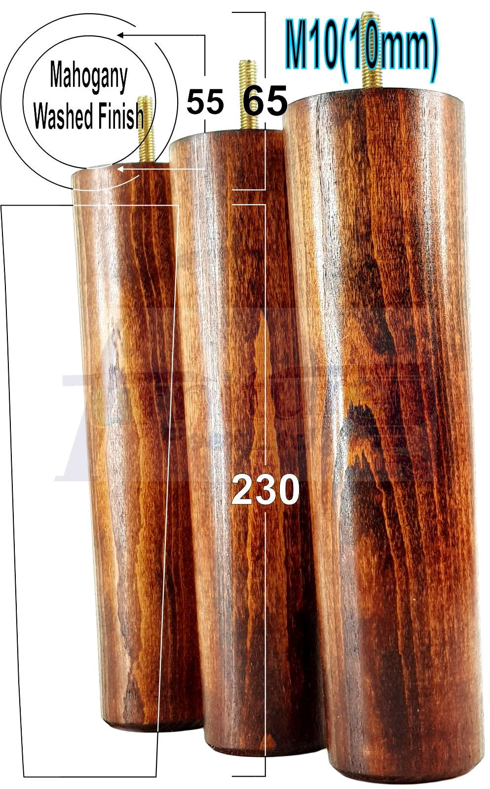 4 Solid Wood Turned Furniture Legs Replacement Feet 230mm High Chairs Sofa Bed Settee & Cabinets M10