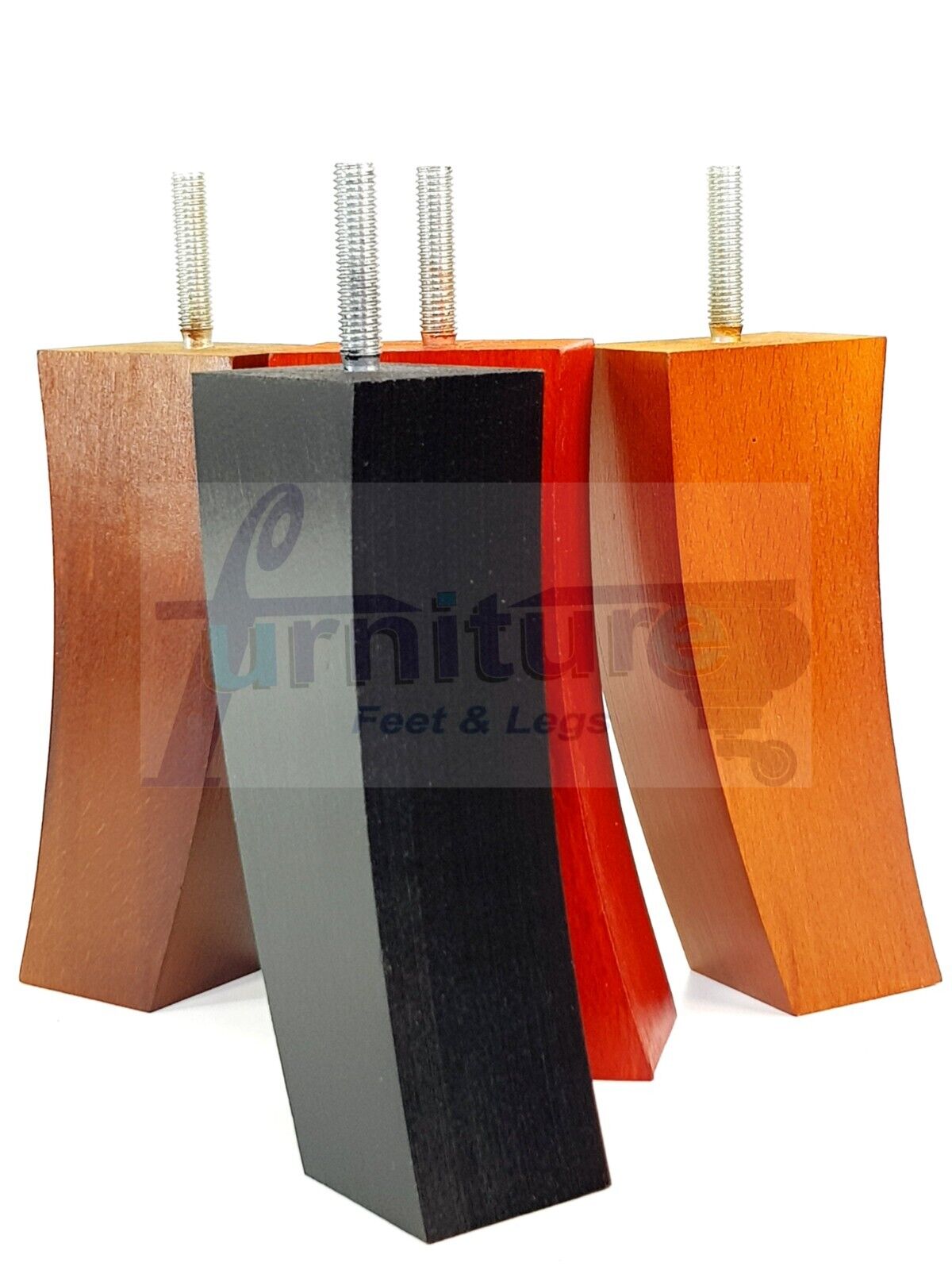 Set Of 4 Solid Wood Curved Furniture Feet Replacement Legs 145mm High M8(8mm)