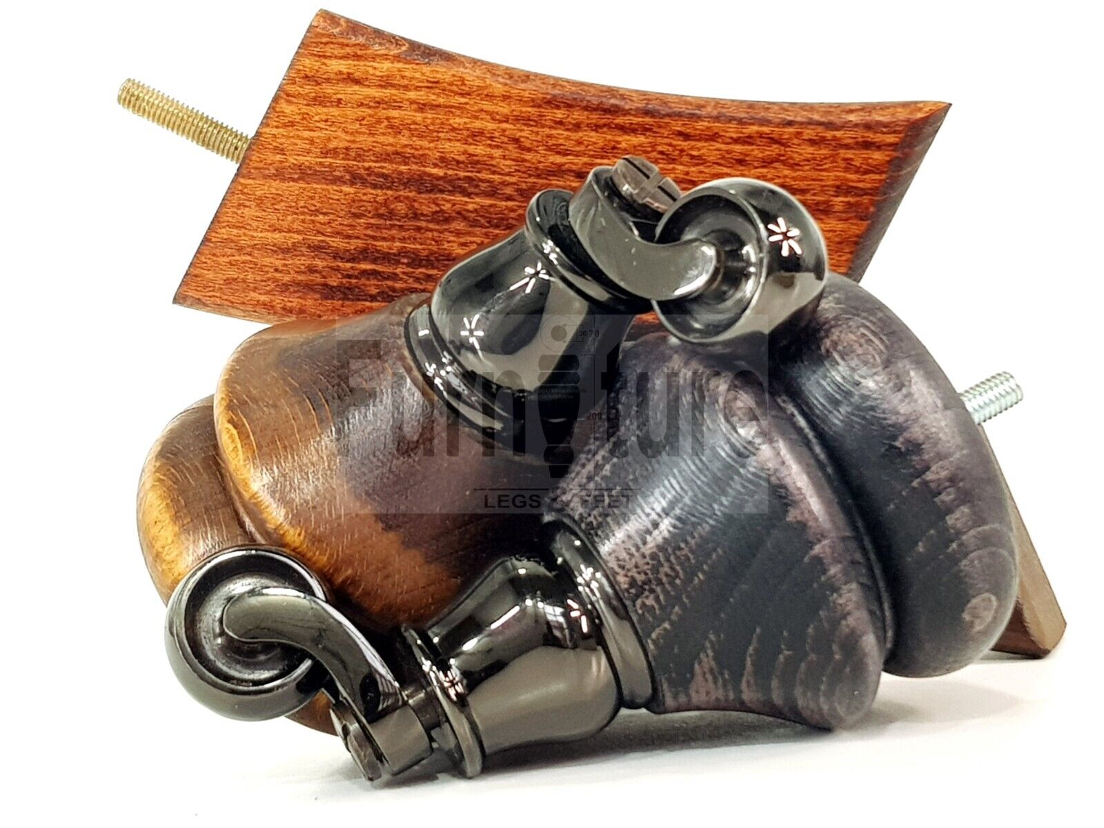 Turned Wood Furniture Feet 2 With Castors 140mm & 2 Curved Back Legs Sofas Chairs Stools Cabinets Beds M8