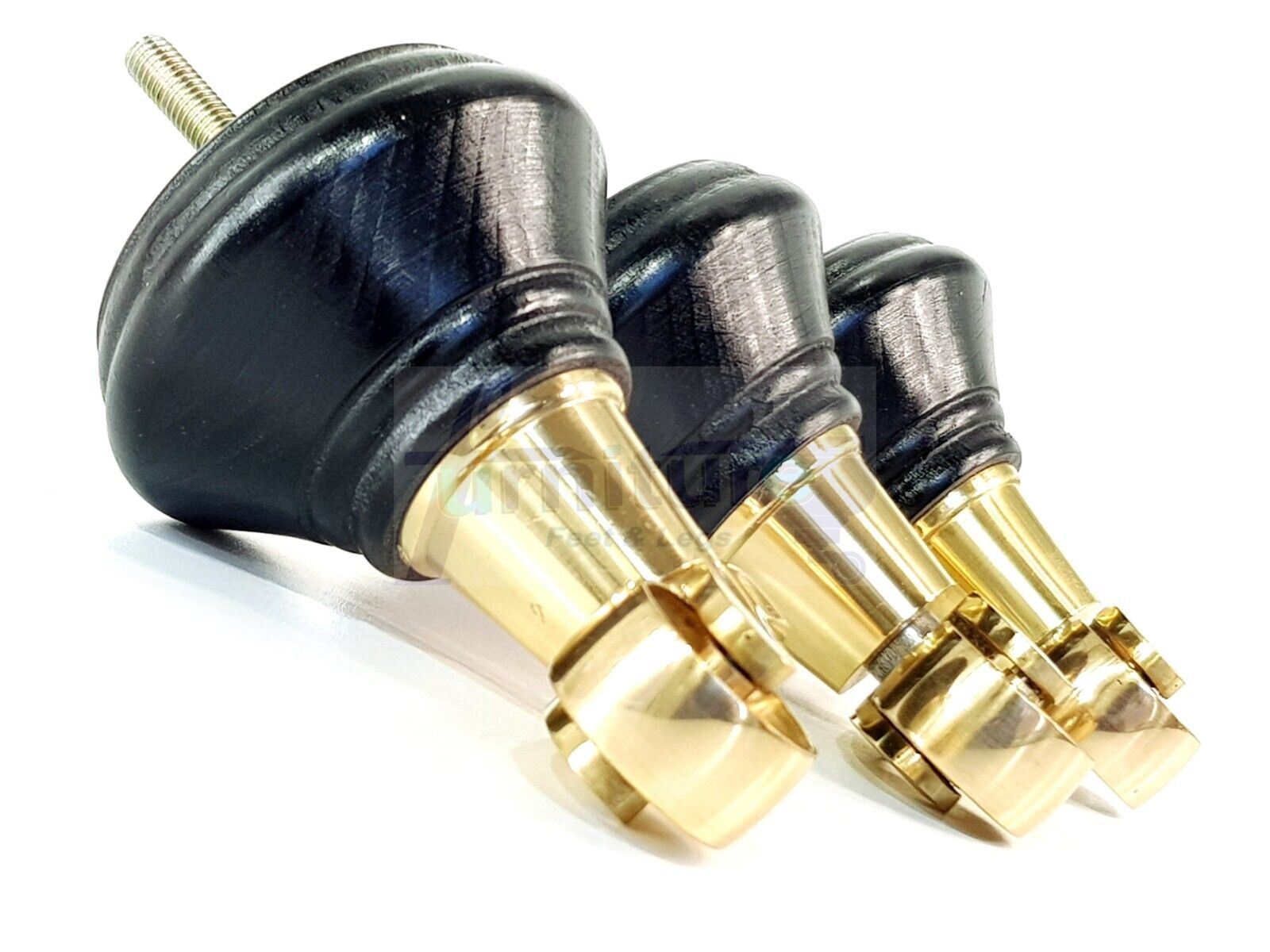 4x Black Wooden Furniture Sofa Legs M8 With Castors Replacment Chair Settee Feet 115mm - 125mm High