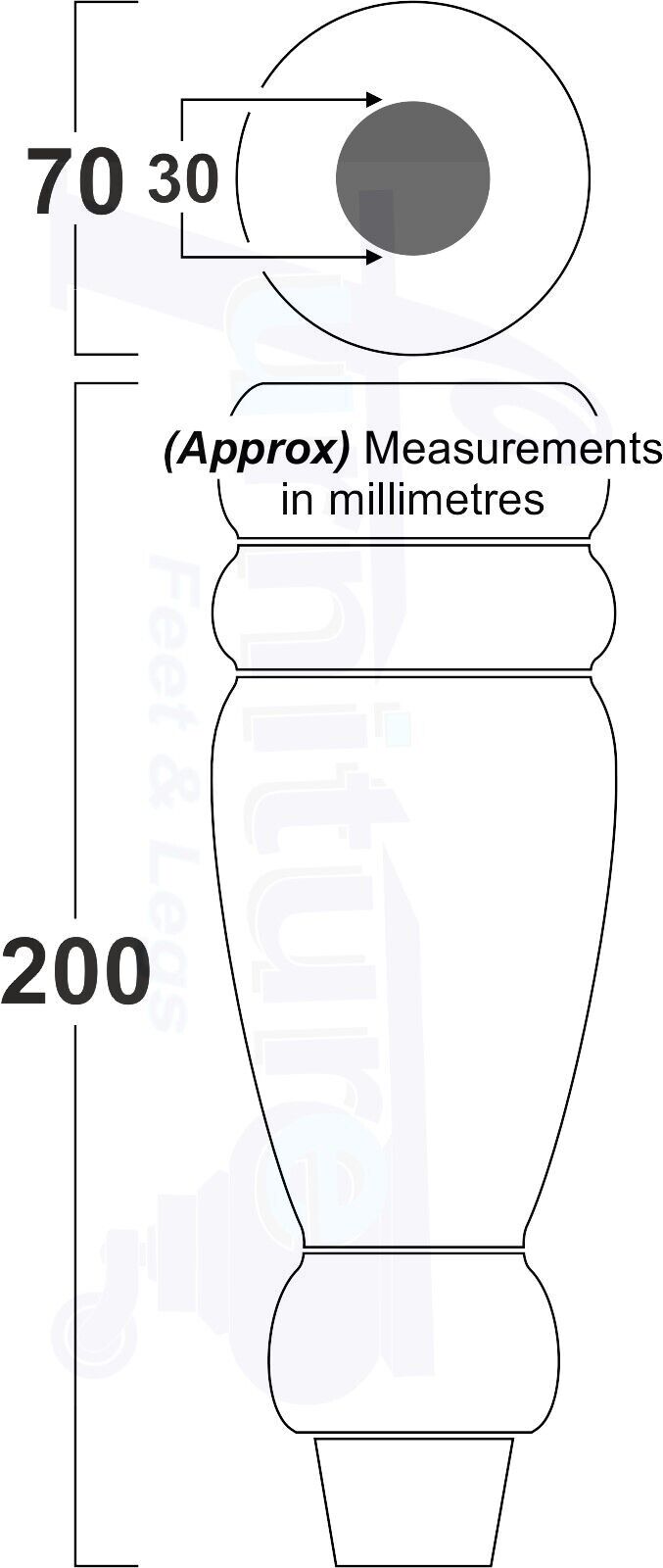 Set Of 4 Turned Furniture Legs Replacement Sofa Feet 200mm High M8 Thread