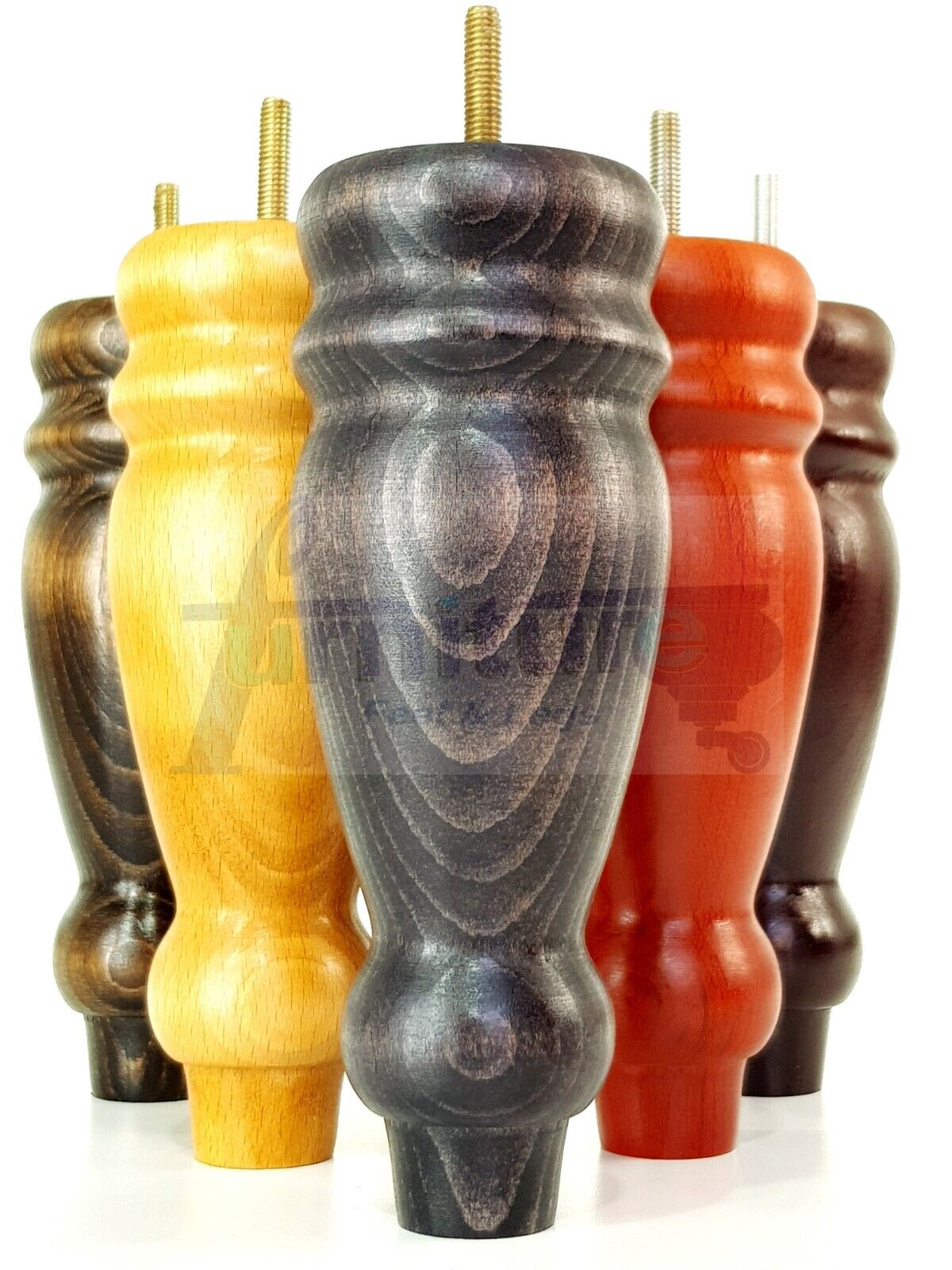 Set Of 4 Turned Furniture Legs Replacement Sofa Feet 200mm High M8 Thread