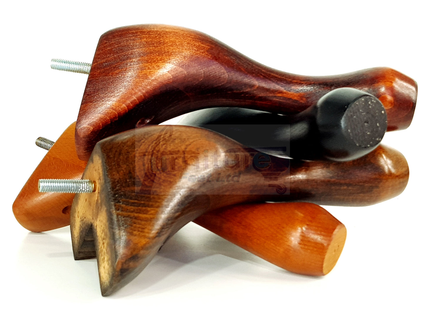 4 Solid Wood Furniture Feet 150mm High Queen Anne Replacement Legs Chairs Settees Beds Sofas M10 Thread