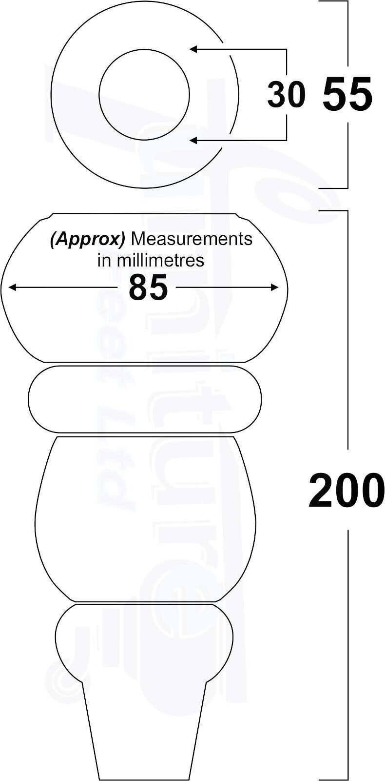 4 Solid Wood Furniture Legs Replacement Turned Feet 200mm High M8(8mm) Thread: Antique Mahogany