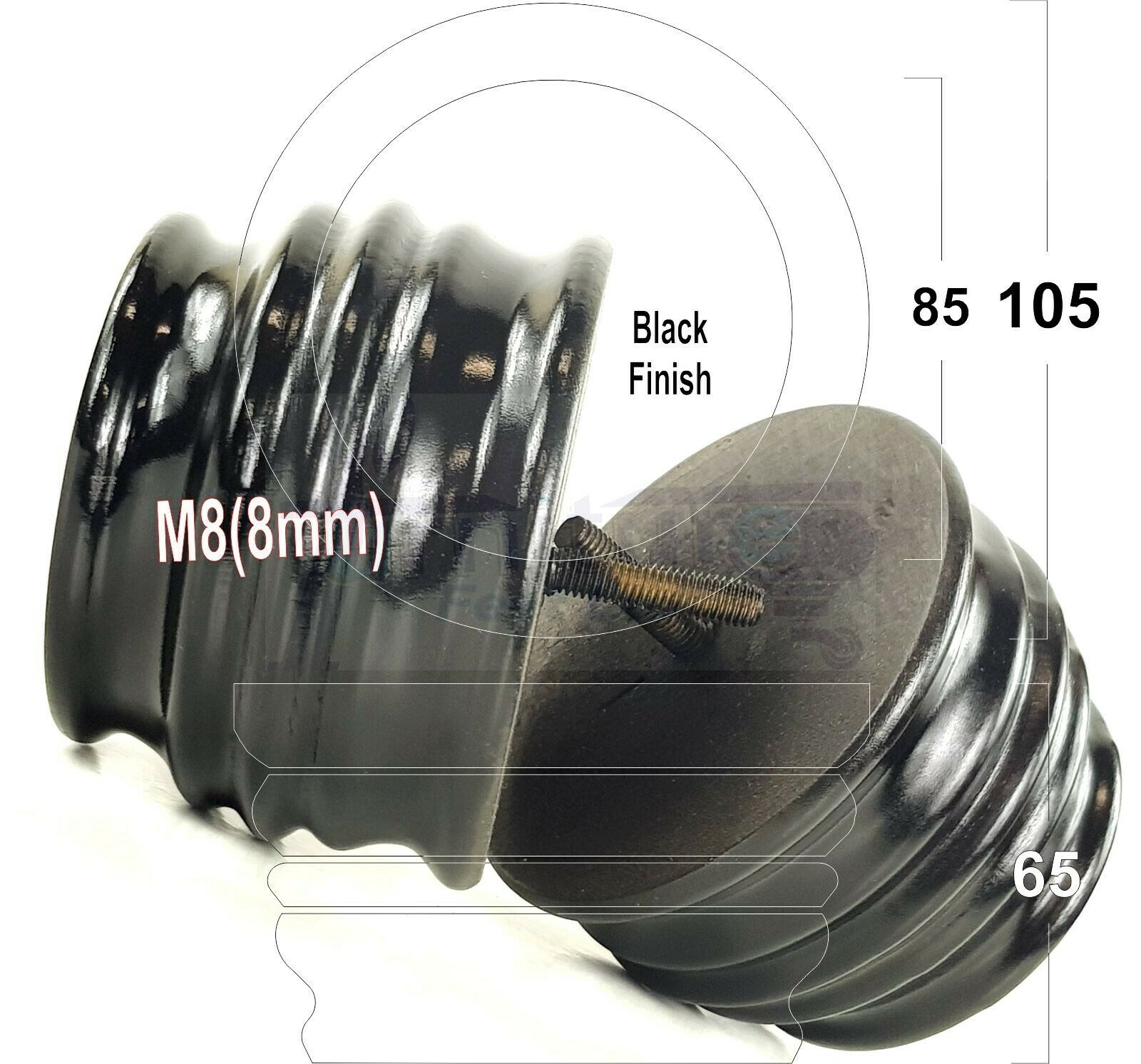 4x Replacement Turned Wooden Furniture Legs 65mm High 8mm Tread