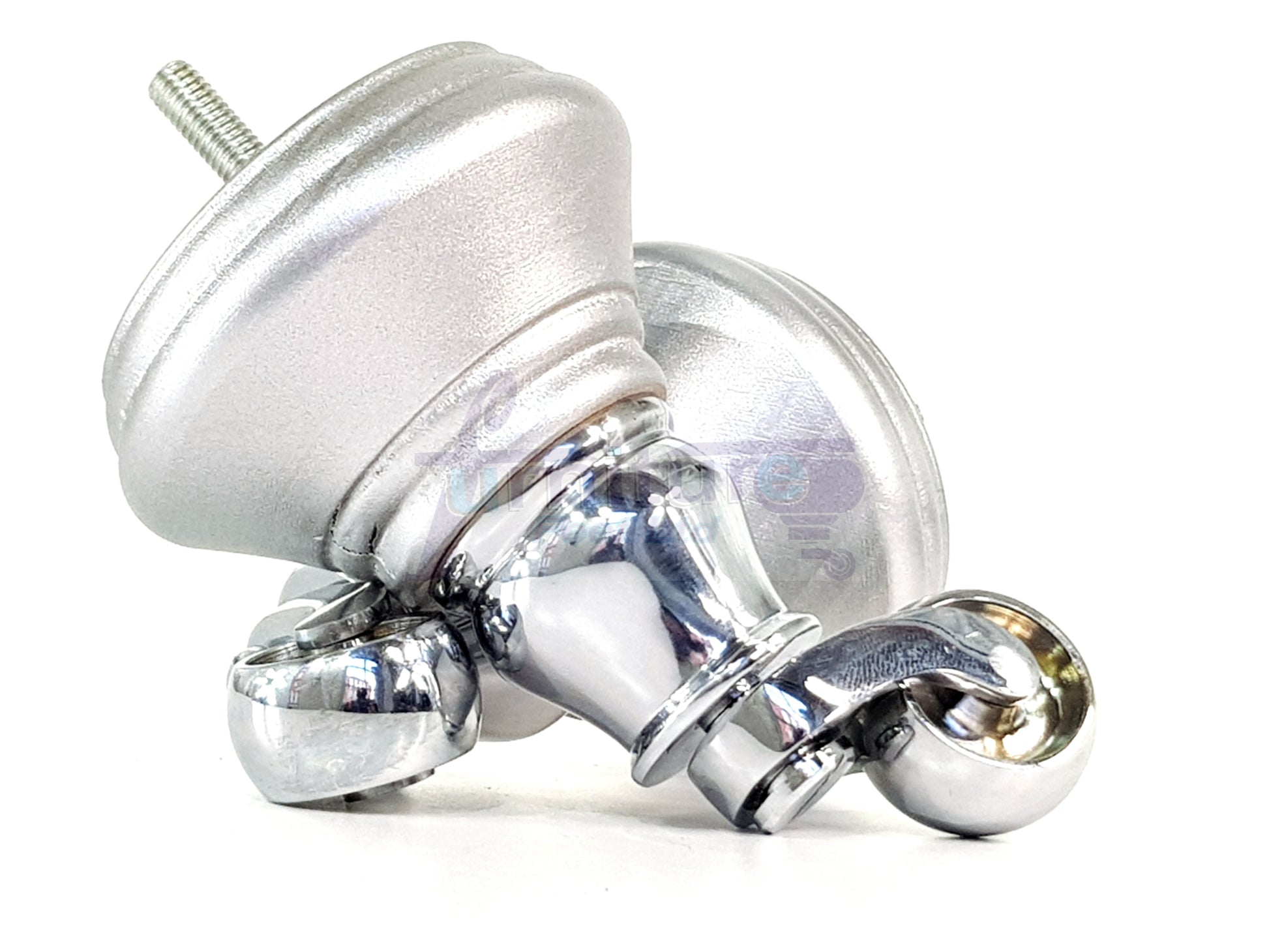 4x Silver Wooden Furniture Sofa Legs M8 With Castors Replacement Chair Settee Feet 115mm - 125mm High