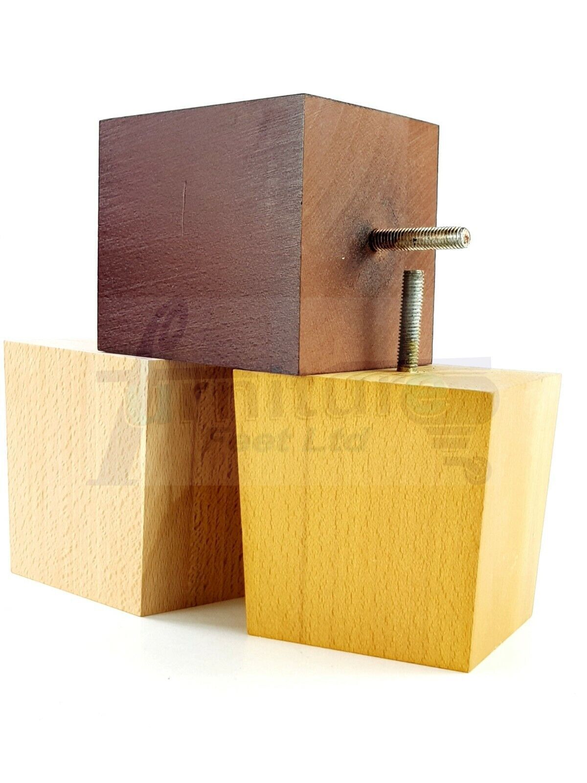 4x Solid Wood Square Feet Replacement Block Legs 90mm High Furniture Chairs Stools Sofa Beds Settee Cabinets 8mm Thread