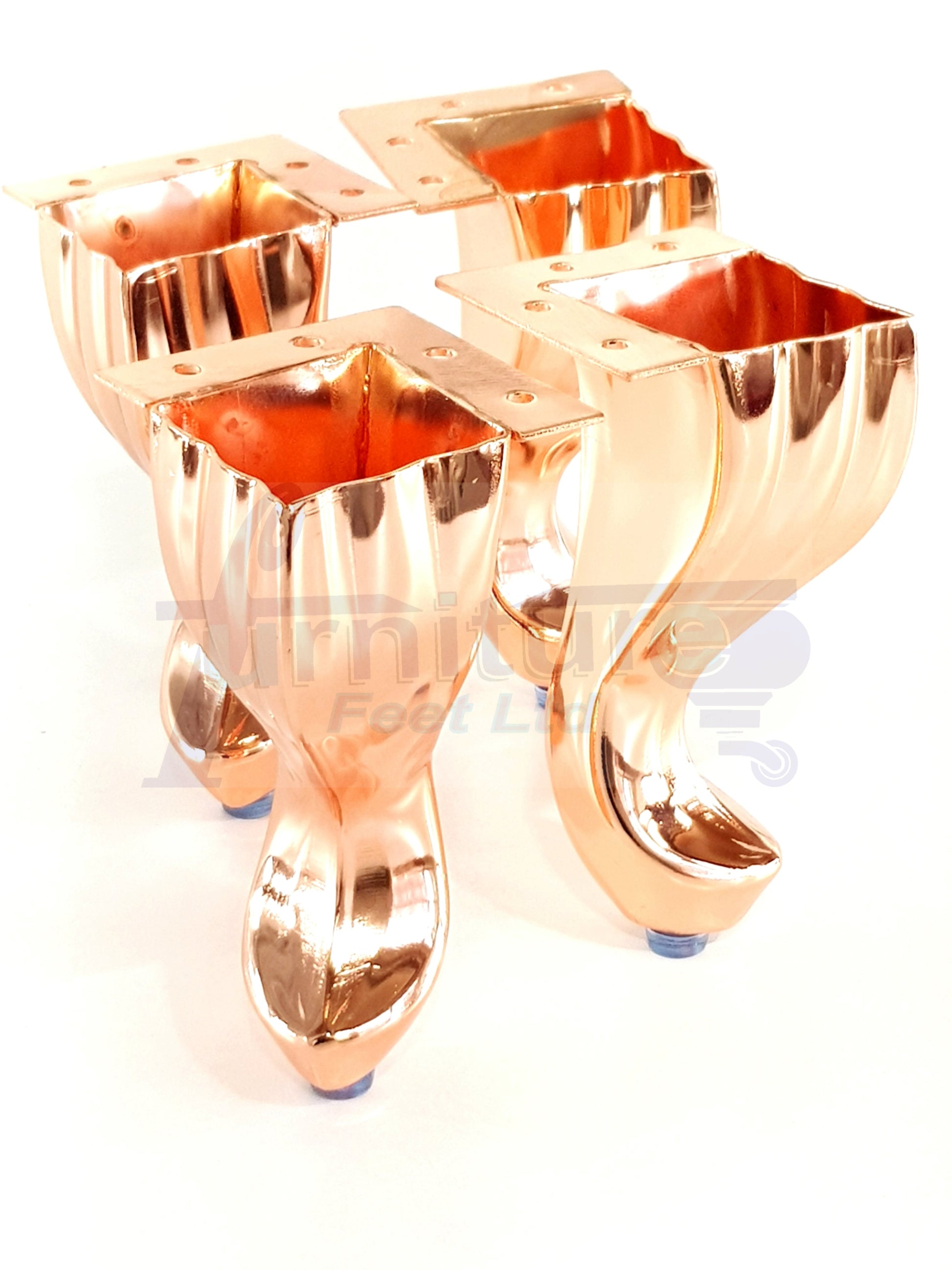 4x Copper Metal Queen Anne Feet 140mm High Furniture Legs Sofa Chair Cabinet Stool Bed