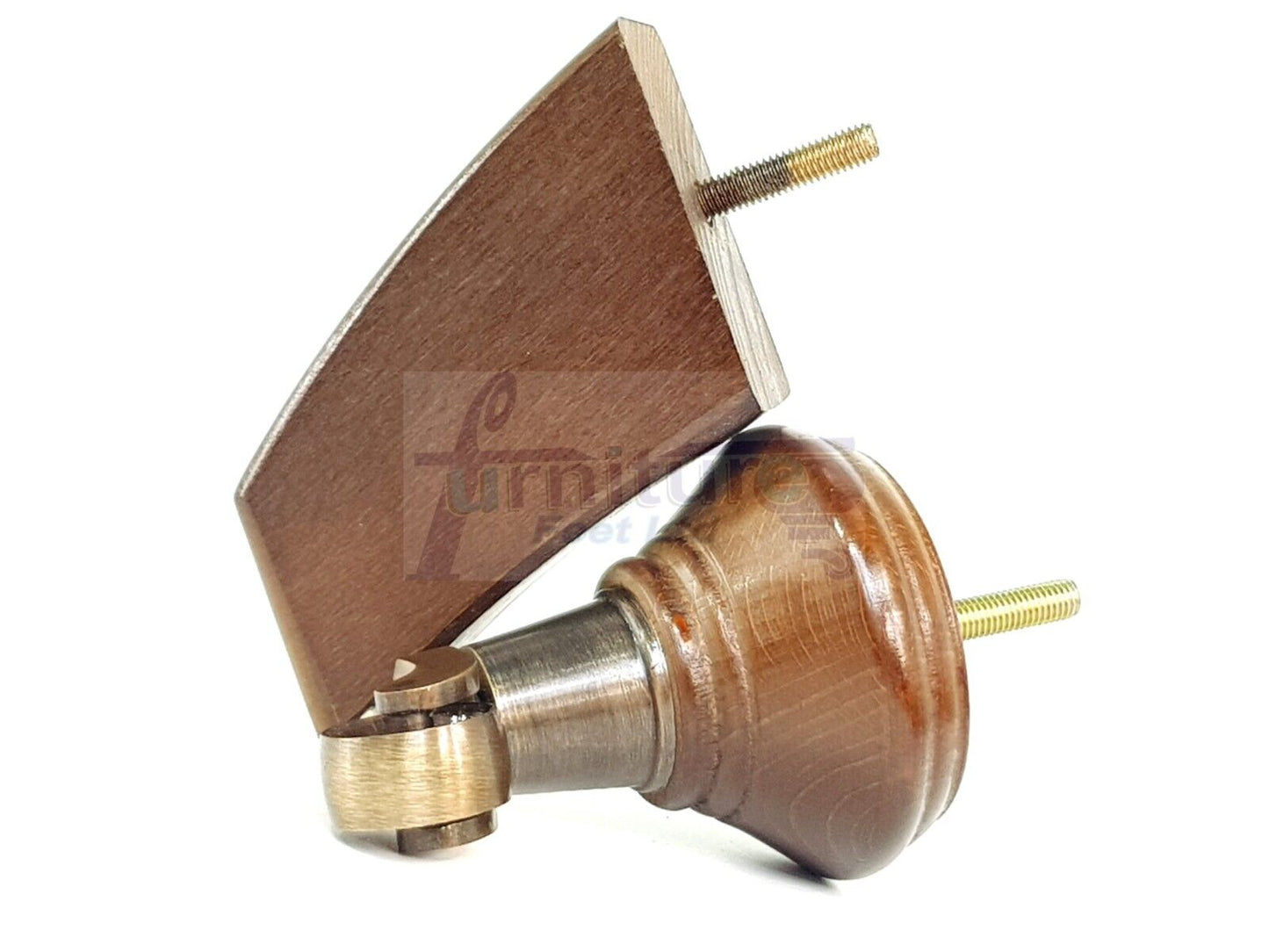 2 Antique Brown Wood Furniture Sofa Feet With Castor 125mm & 2 Curved Legs Chair Settee 100mm High M8