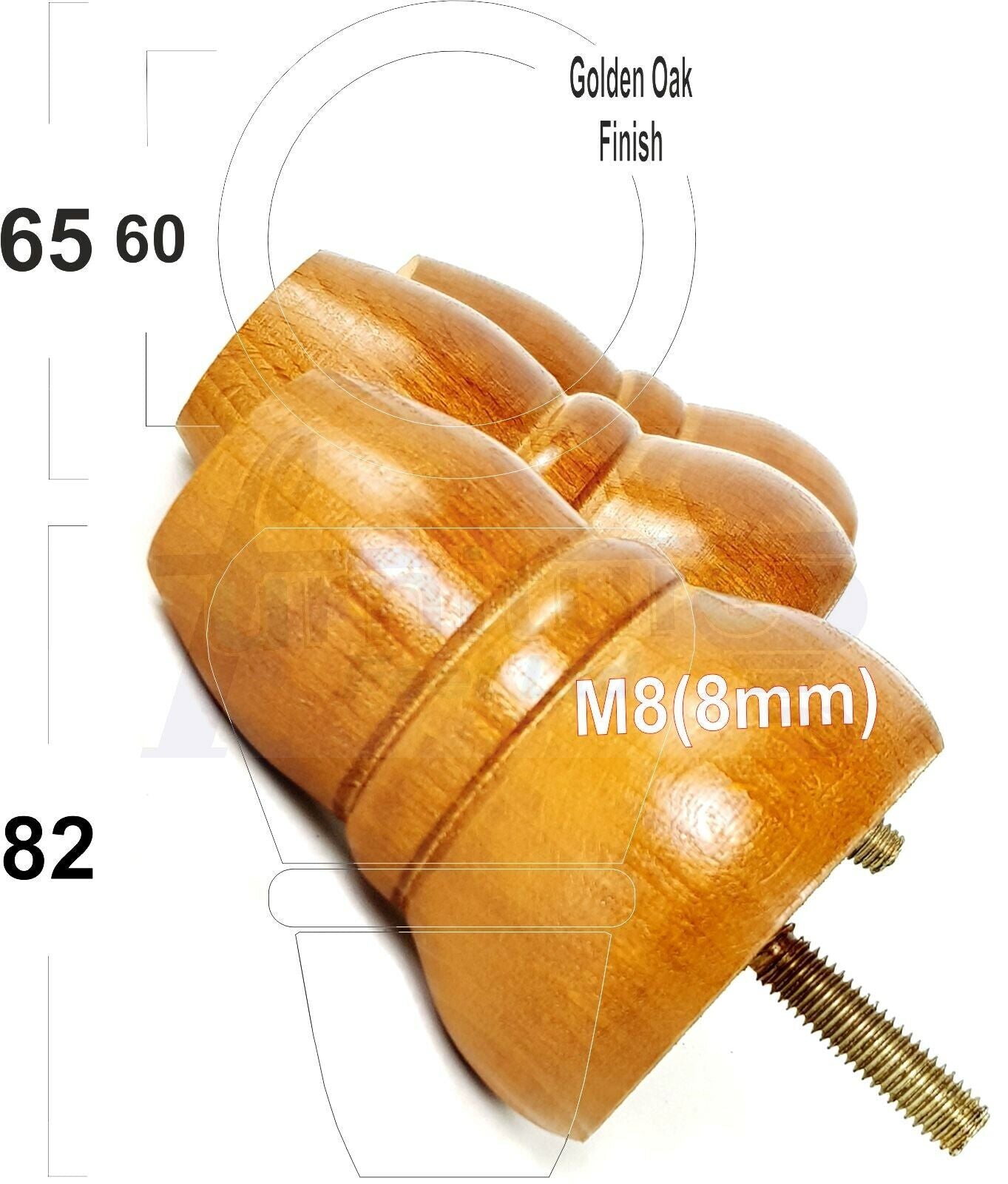 4x Turned Wood Repacement Furniture Legs M8 Sofa Chair Settee Feet 82mm