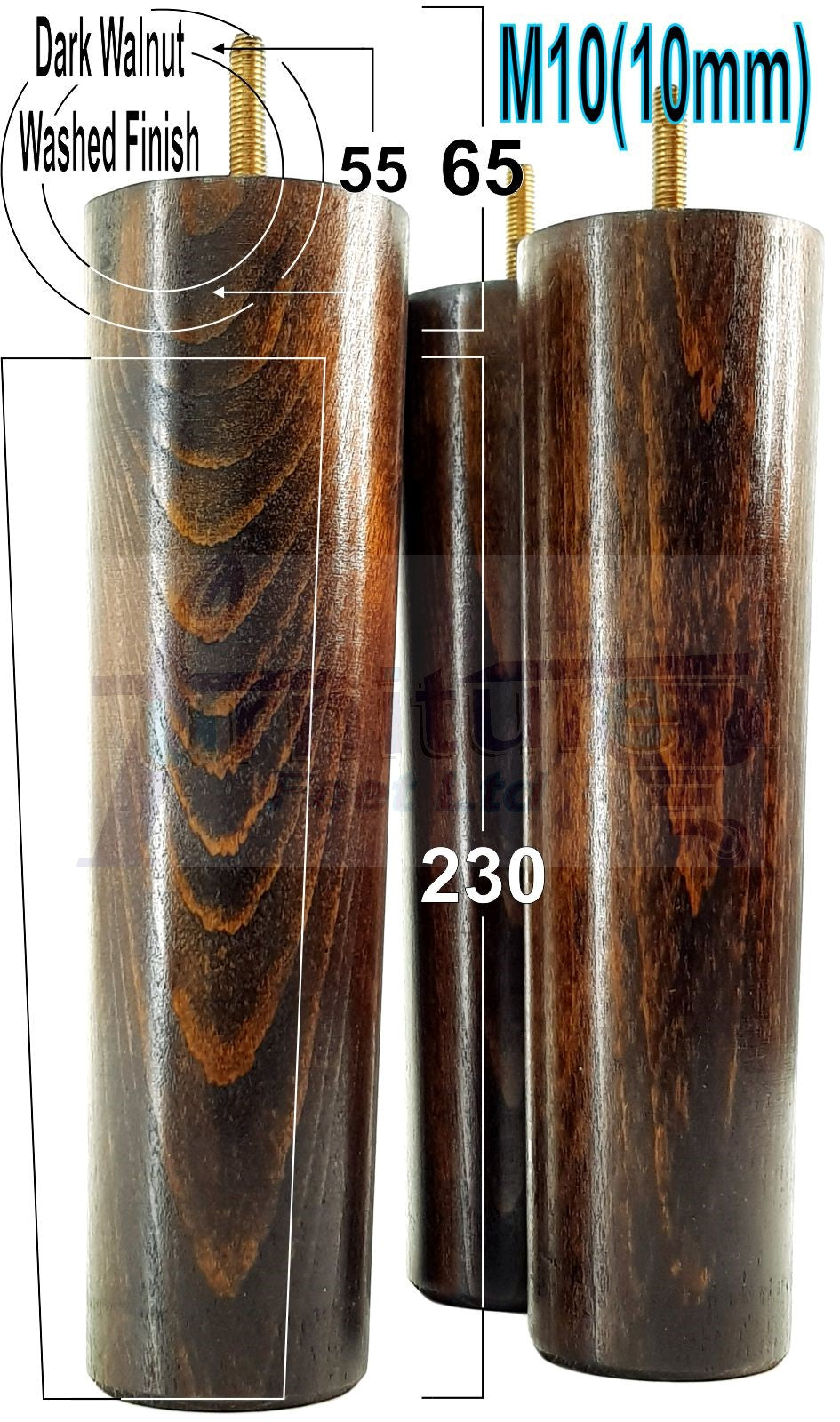 4 Solid Wood Turned Furniture Legs Replacement Feet 230mm High Chairs Sofa Bed Settee & Cabinets M10