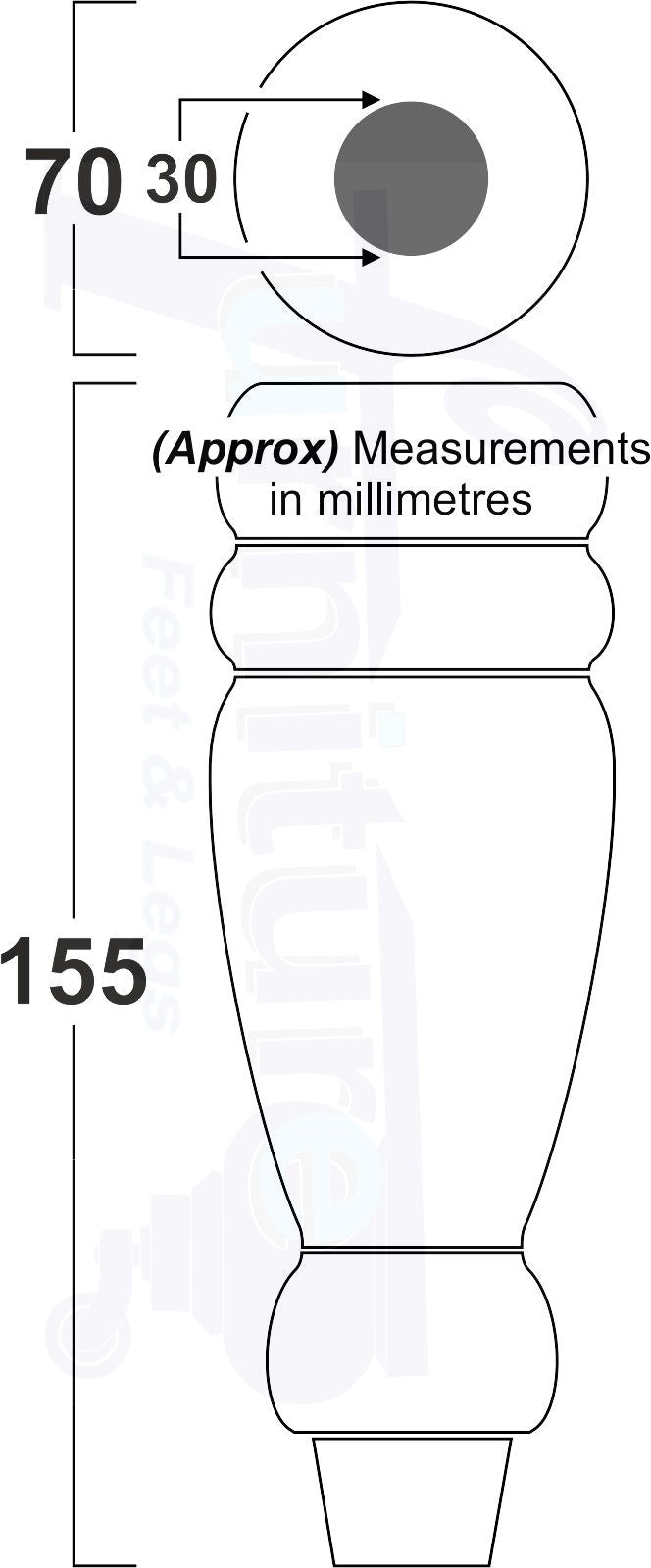 Set Of 4 Turned Wood Furniture Legs Replacement Sofa, Chair Feet 155mm High M10 Tread