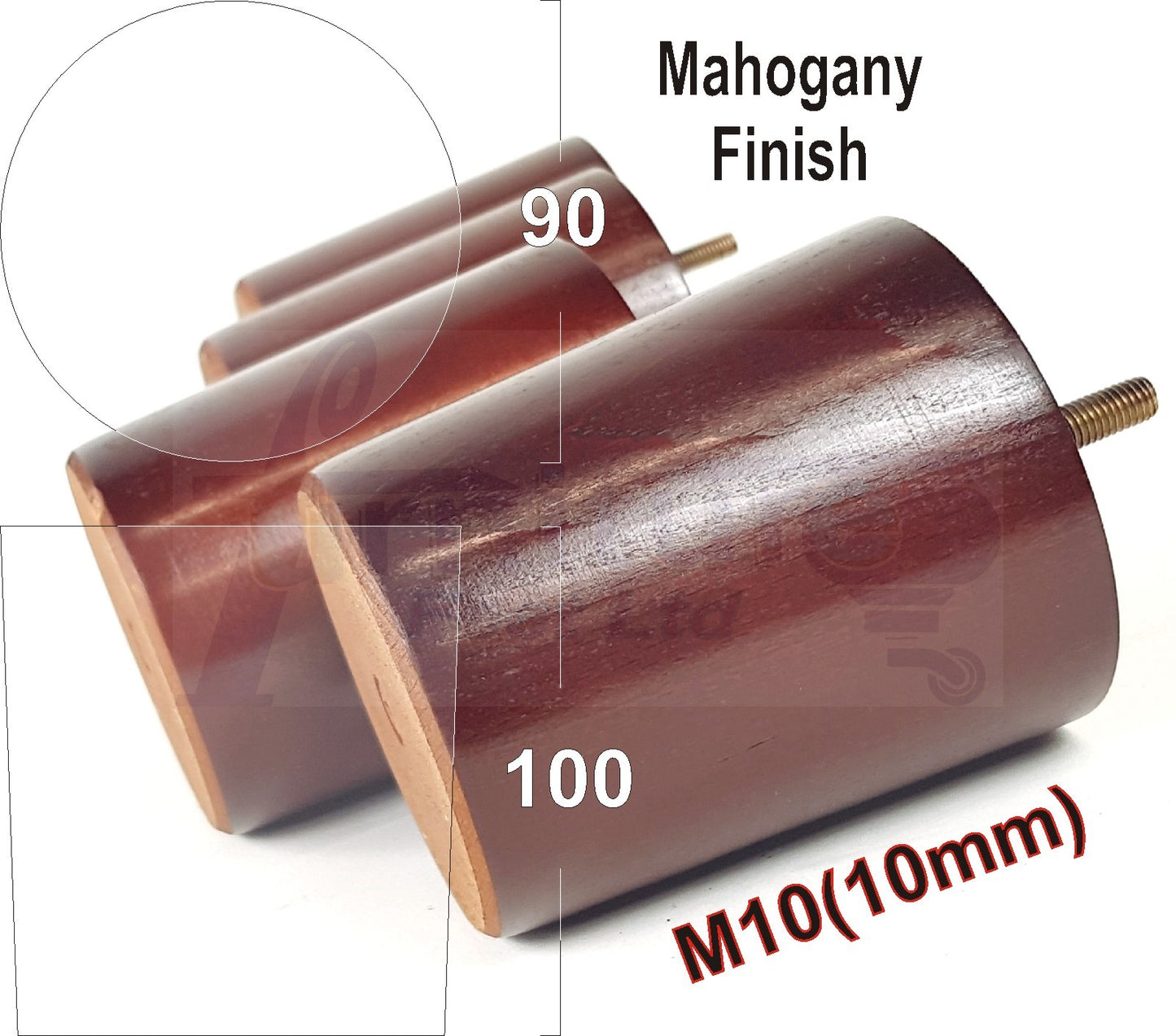 4x Turned Wood Furniture Legs Chair Sofa Bed M10 Replacement Settee Feet 100mm