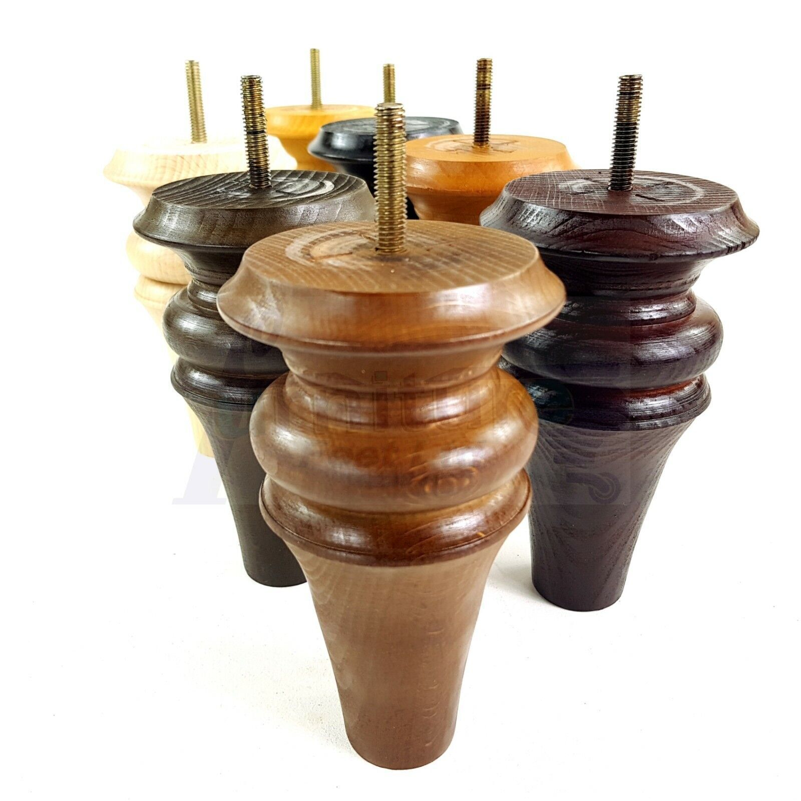 4x Turned Furniture Legs 150mm High M8(8mm) Replacement Feet