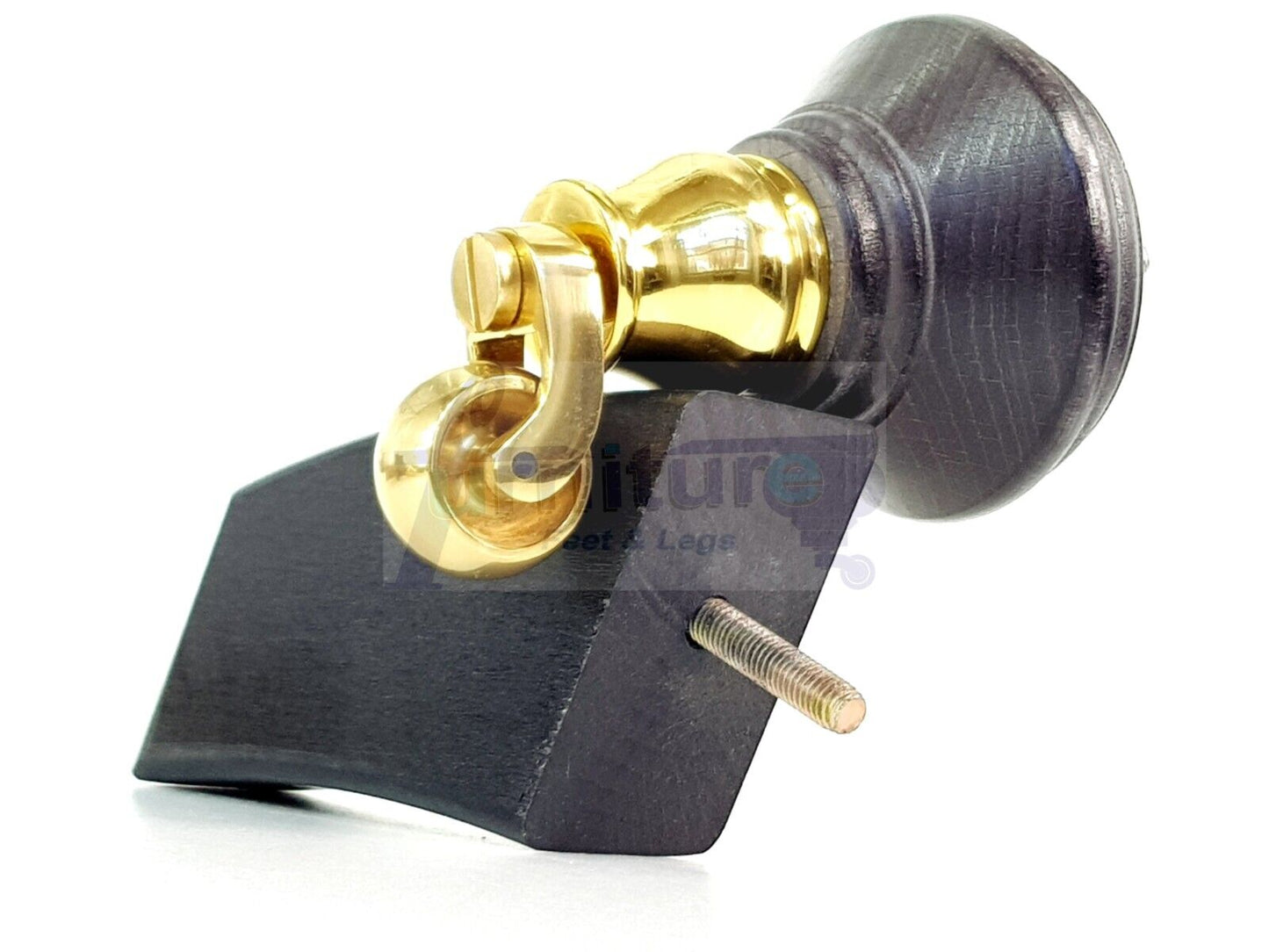 2 Black Stain Wood Furniture Sofa Feet With Castor 125mm & 2 Curved Legs Chair Settee 100mm High M8