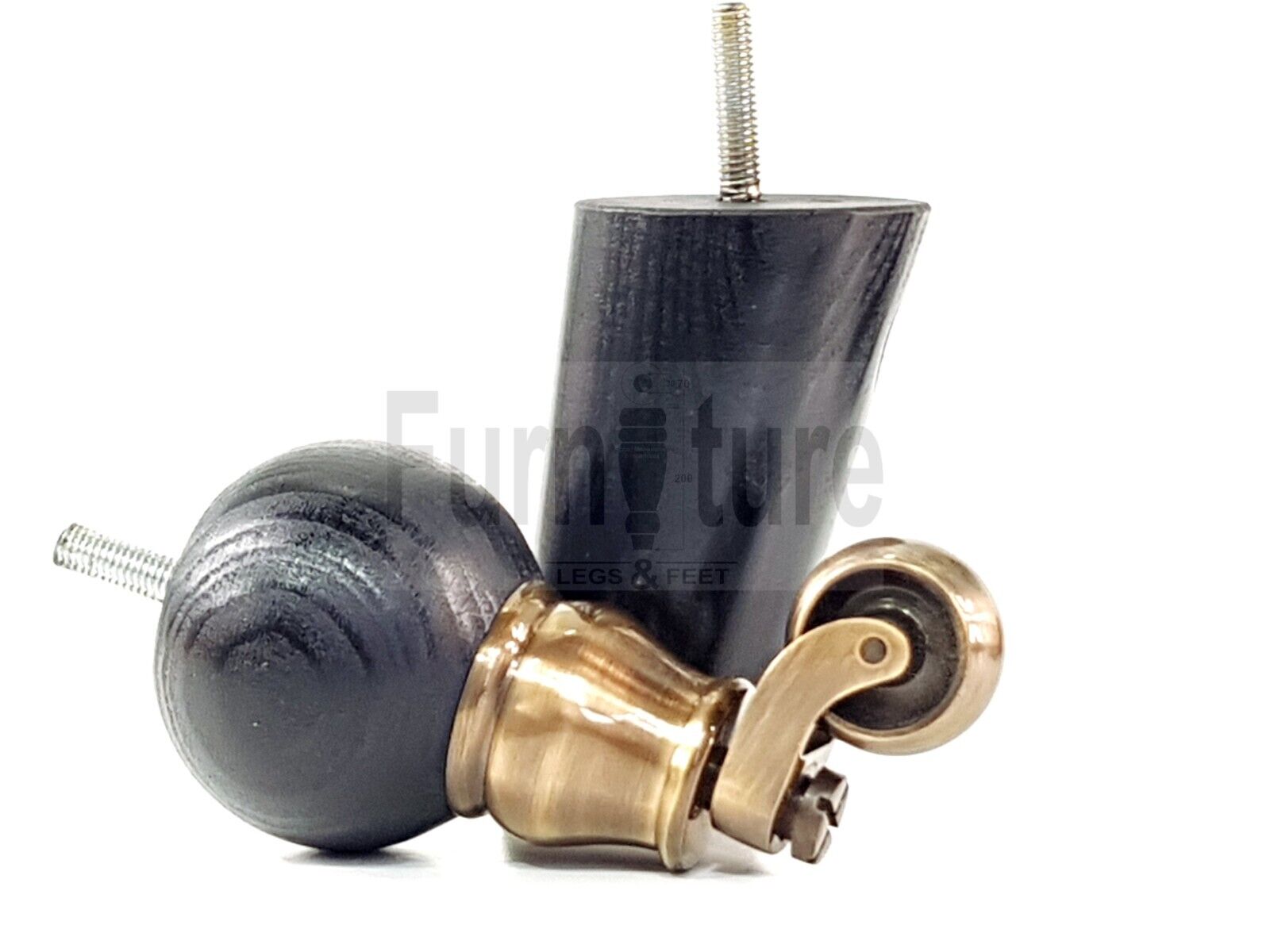 4x Turned Wood Furniture Chair Settee Legs M8 Sofa Feet 2x With Castors 118mm