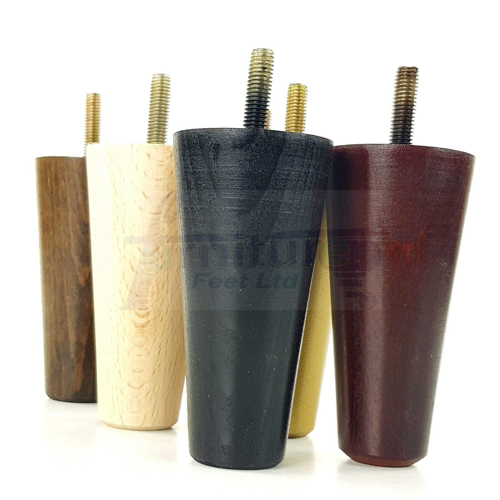 4 Turned Wood Replacement Furniture Chair Legs M8 Settee Sofa Round Feet 100mm High