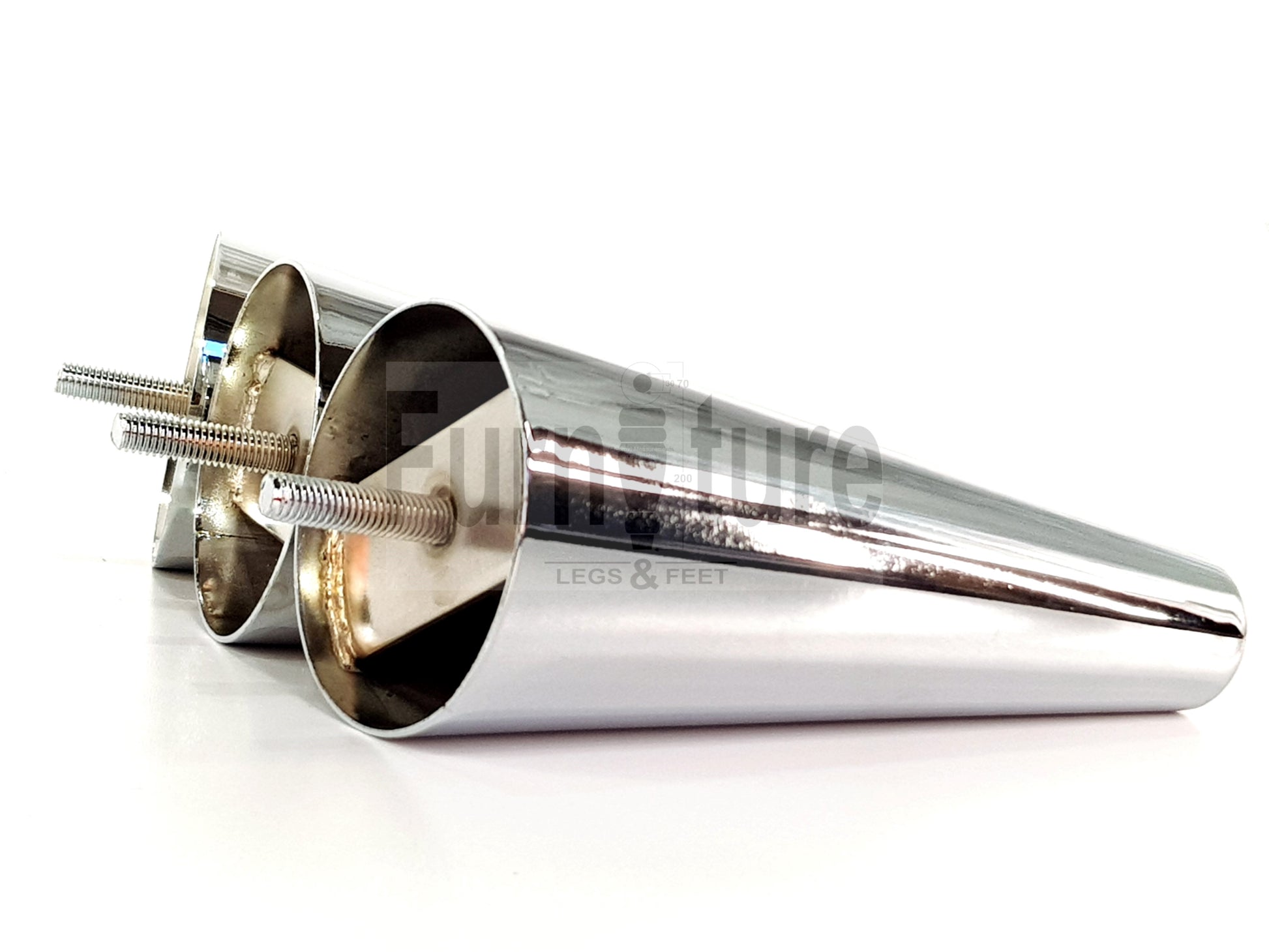 4x Metal Chrome Furniture Settee Legs Cabinet Sofa Feet 180mm High Chair Beds M8