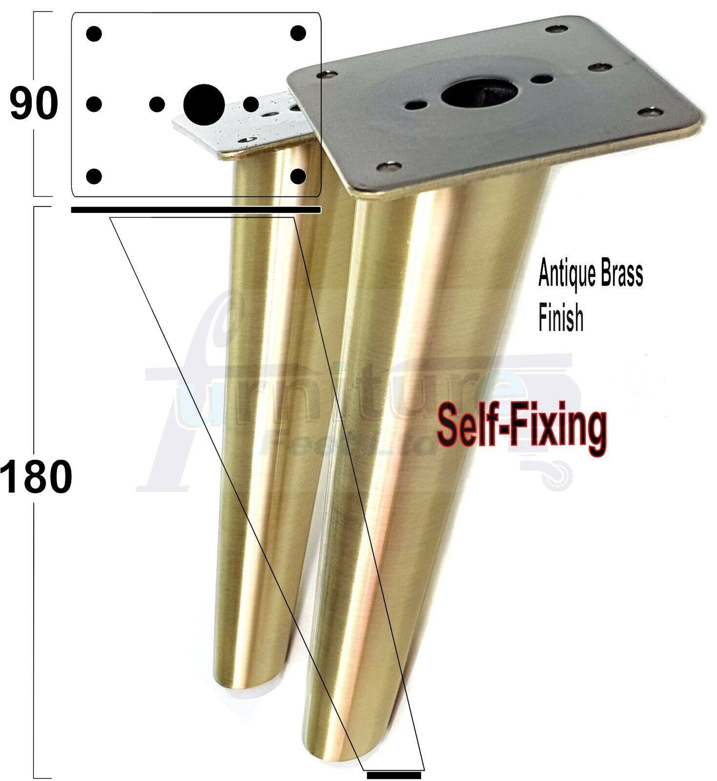 4 Chrome Metal Furniture Legs 180mm High Angled Feet Sofa Chair Cabinets Beds