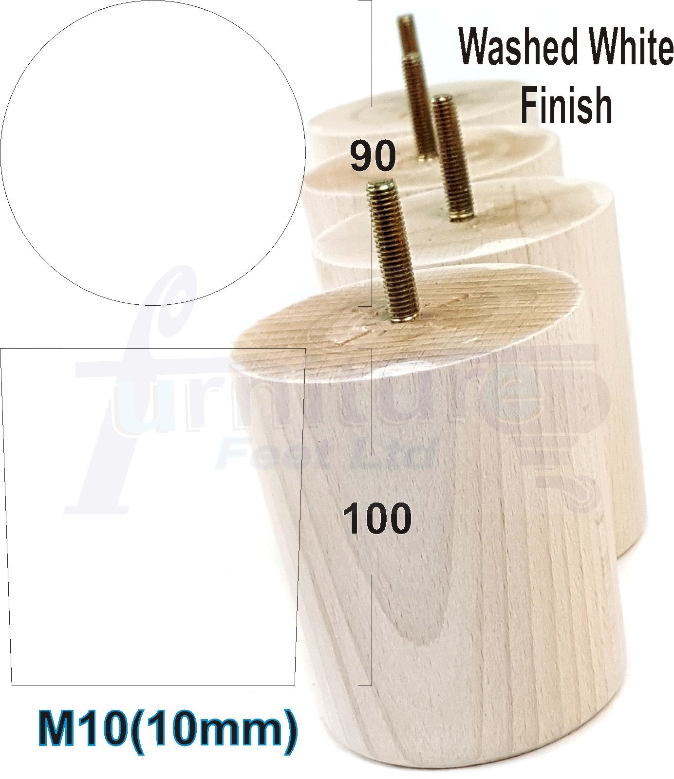 4x Turned Wood Furniture Legs Chair Sofa Bed M10 Replacement Settee Feet 100mm