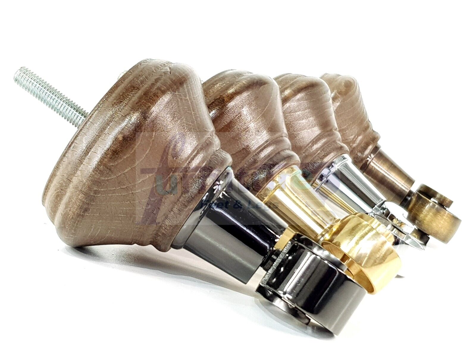 4x Antique Brown Stain Wooden Furniture Sofa Legs M8 With Castors Replacment Chair Settee Feet 115mm - 125mm High