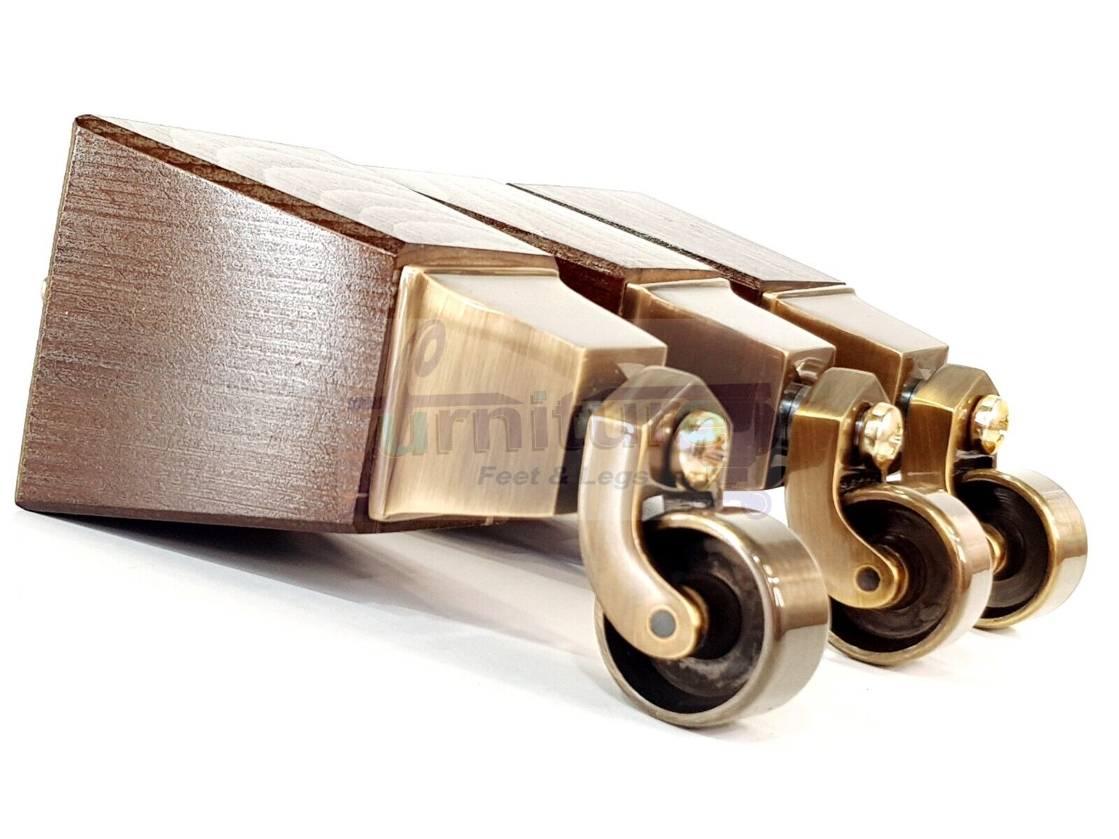 4x Block Wood With Antique Castor Furniture Legs 8mm Thread For Chairs Settees Sofa 150mm