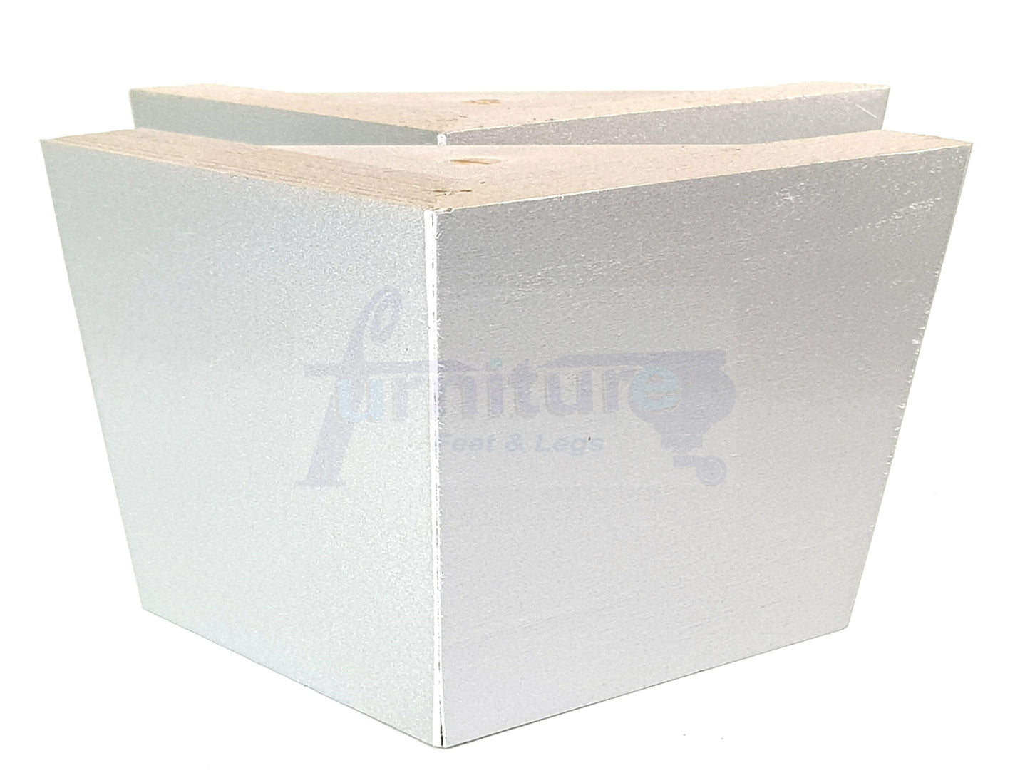 4 Solid Wood Furniture Legs Replacement Corner Feet 95mm High Self-Fixing: Silver