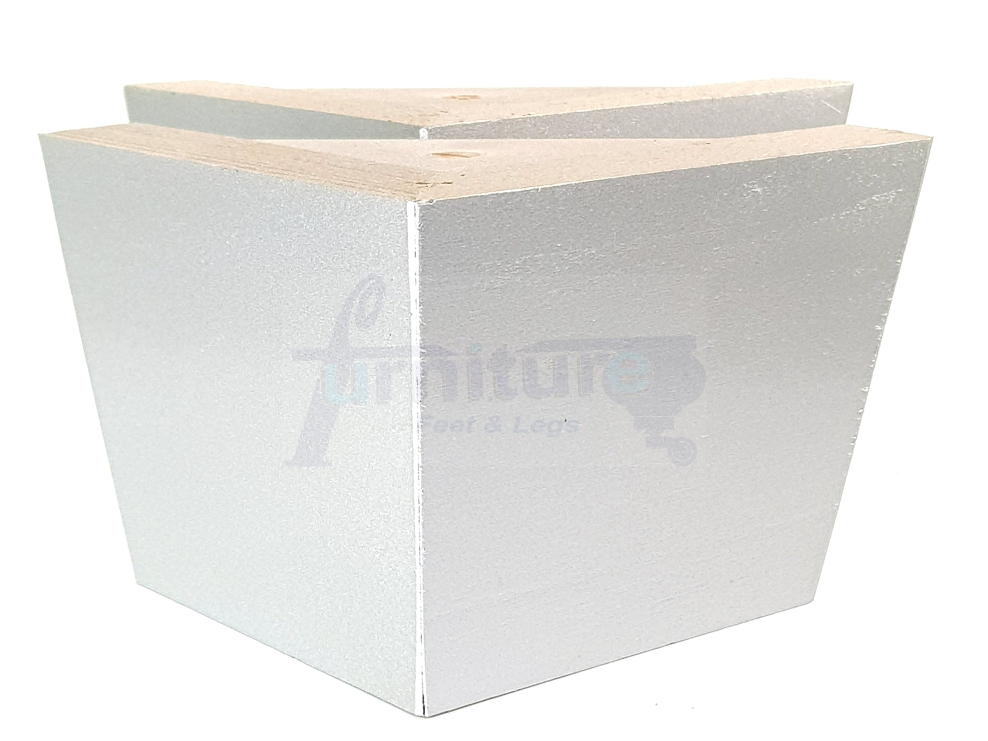 4 Solid Wood Furniture Legs Replacement Corner Feet 95mm High Self-Fixing: Silver