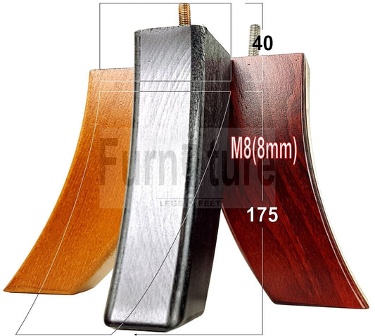 SET OF 4 WOODEN FURNITURE FEET 175mm HIGH REPLACEMENT SOFA LEGS 8mm Thread