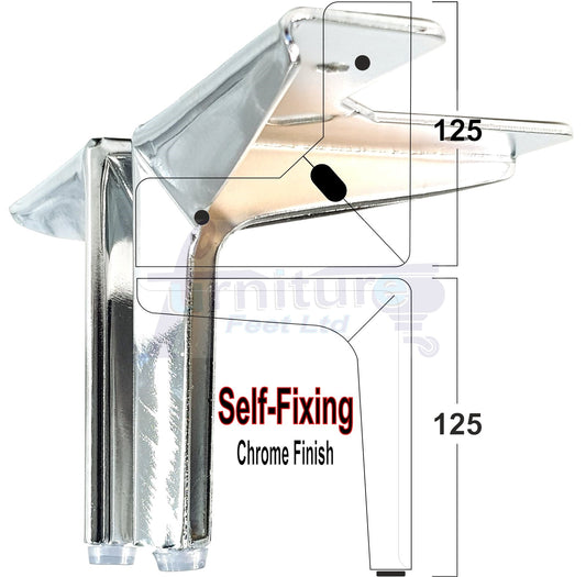 4 Metal Furniture Legs 125mm High Chrome Corner Feet Sofa Chair Beds Cabinets