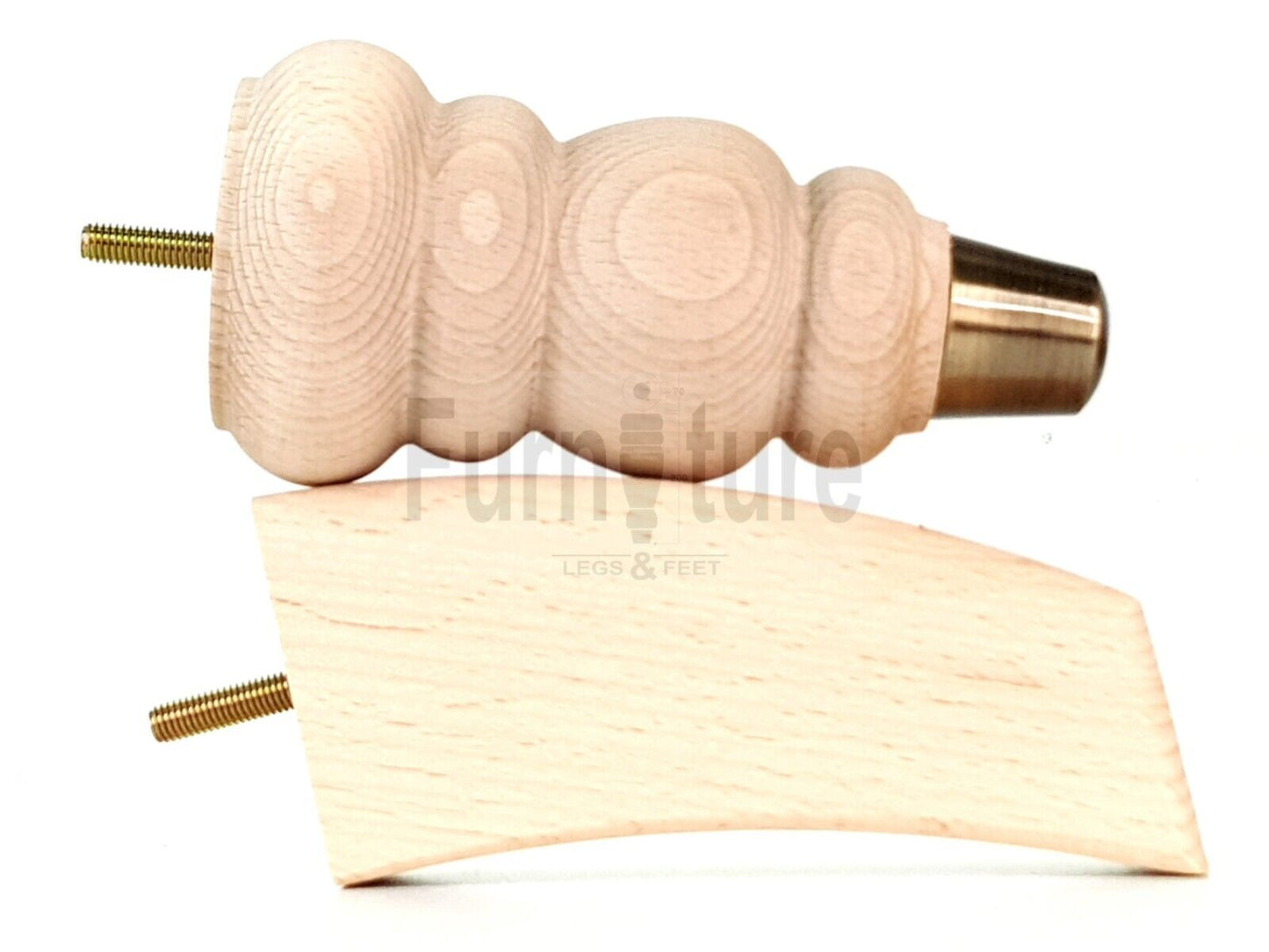 2x Brass Slipper Cup Furniture Feet & 2 Curved M8 Chair Sofa Settee Legs 165mm