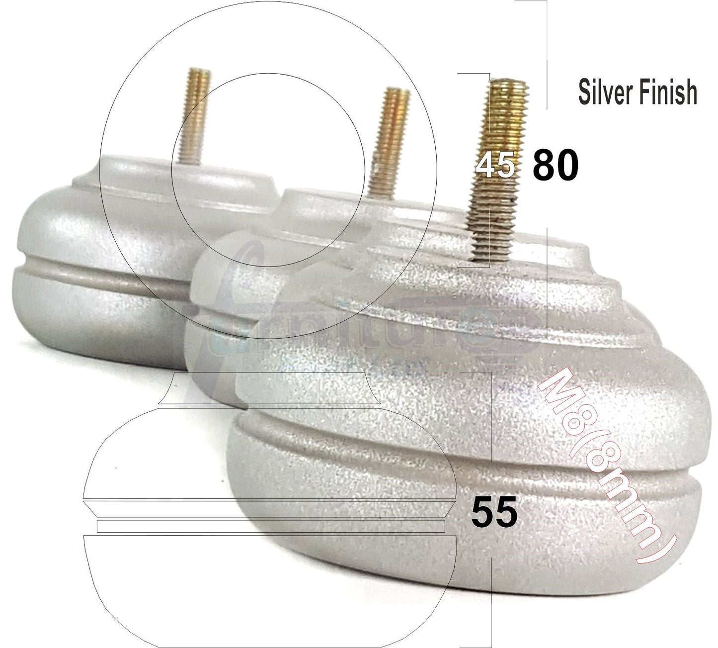 4 Wood Replacment Furniture Legs M8 Sofa Settee Bed Feet 55mm High