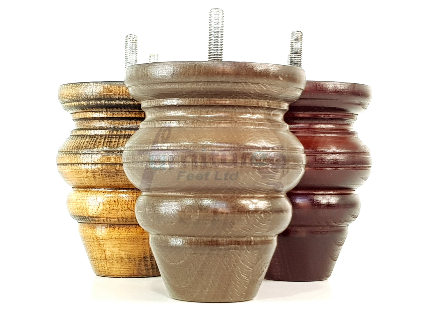 4 Turned Wood Furniture Legs Replacement Feet 110mm High Chairs Stools Sofa's Beds Settee M10 Thread