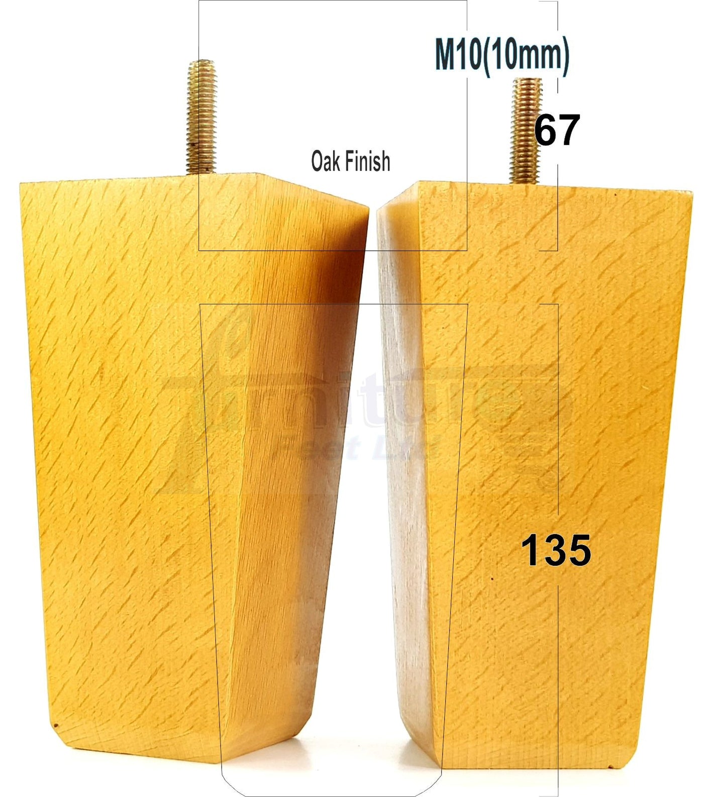 4x Block Wood Sofa Legs 135mm High Replacement Furniture Feet Chairs Cabinets M10 Thread	