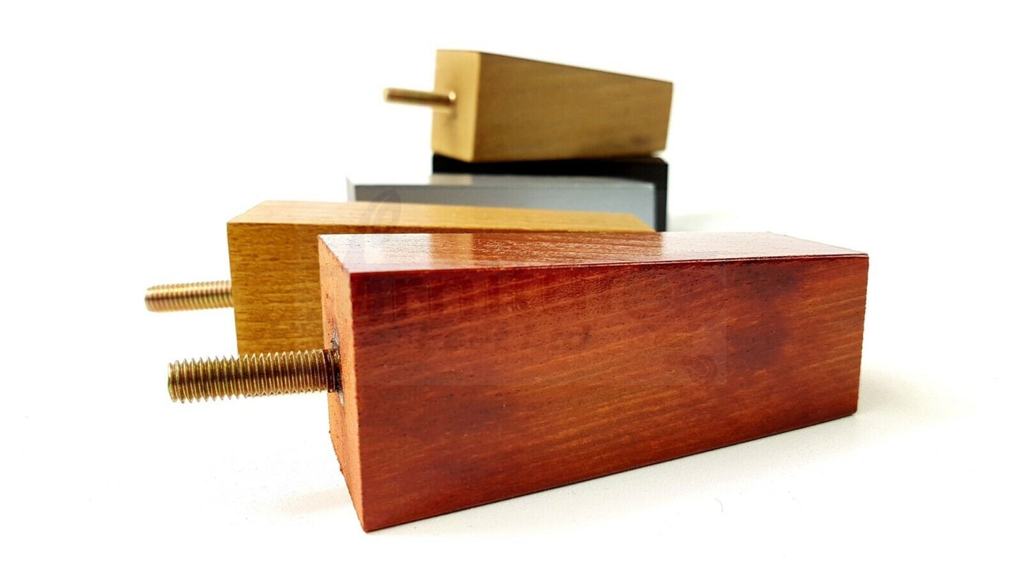 4x Solid Wood Furniture Legs Chair Settee Replacement Feet 120mm High 8mm Thread