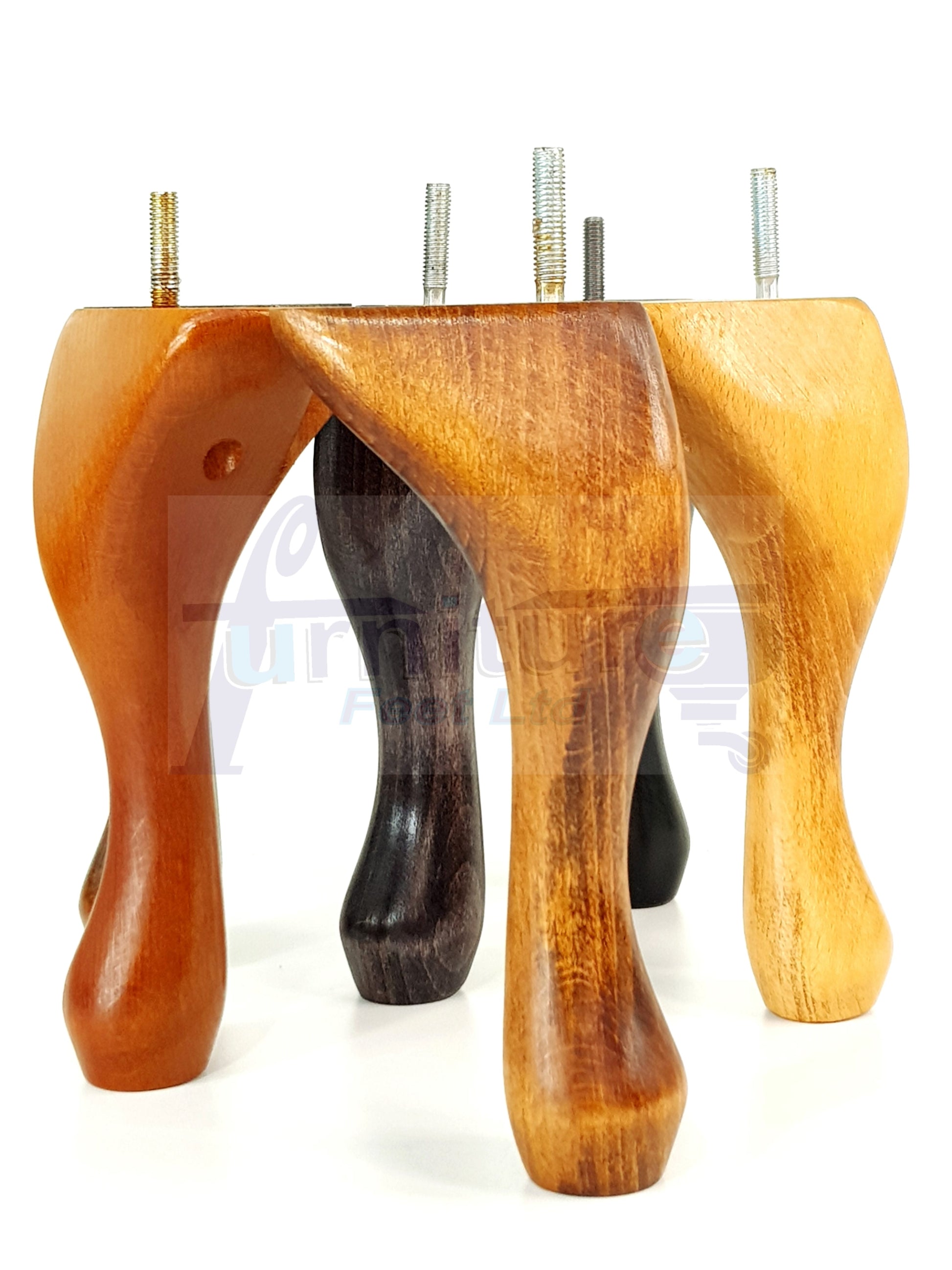 4 Solid Wood Furniture Feet 150mm High Queen Anne Replacement Legs Chairs Settees Beds Sofas M10 Thread