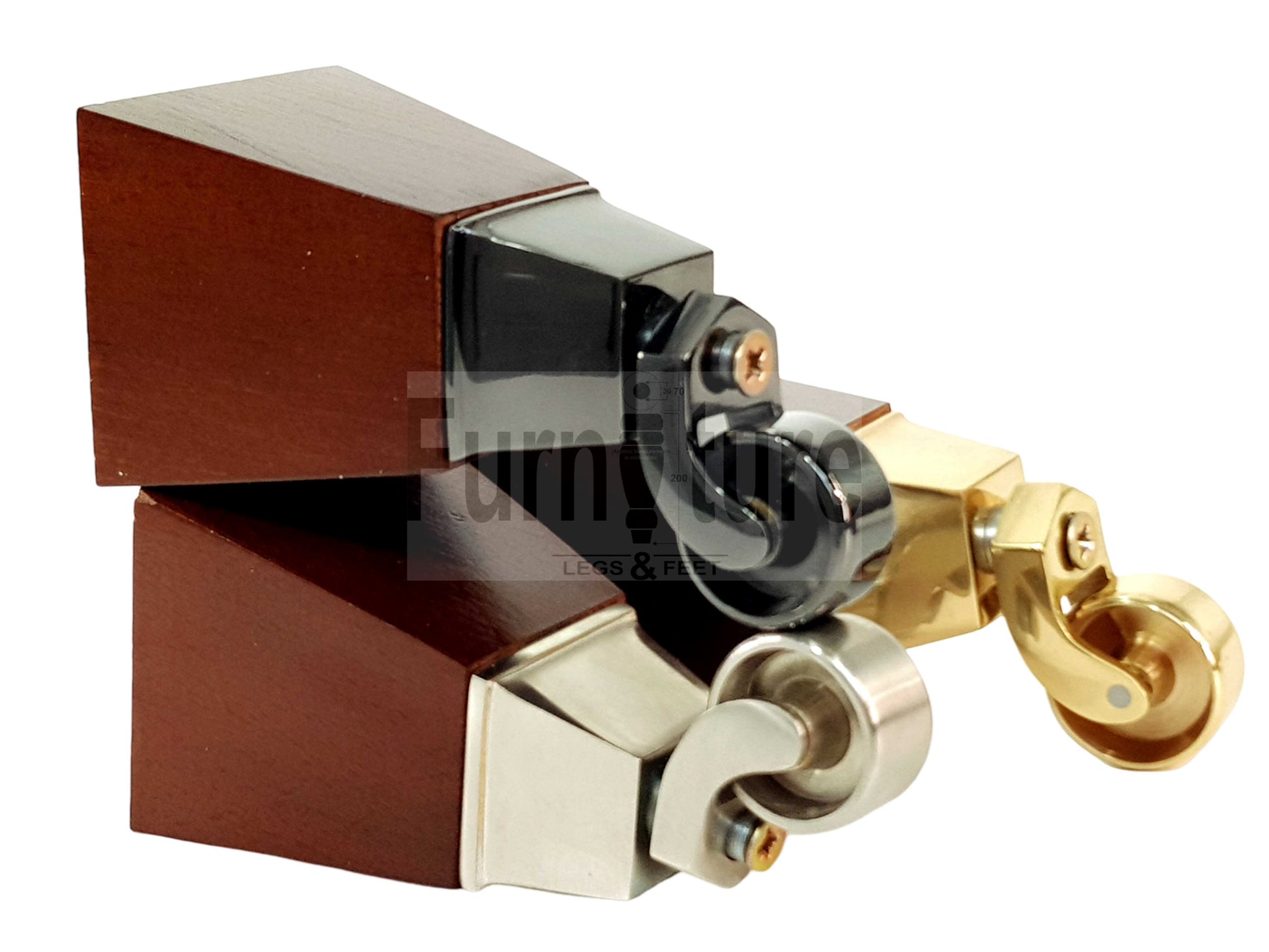 4x Block Wood With Castor Dark Oak Furniture Legs 8mm Thread For Chairs Settees Sofa 150mm High