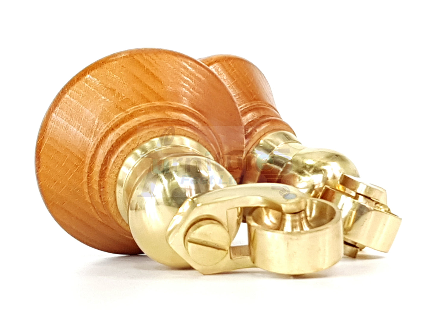 4x Golden Oak Wooden Furniture Sofa Legs M8 With Castors Replacement Chair Settee Feet 115mm - 125mm High