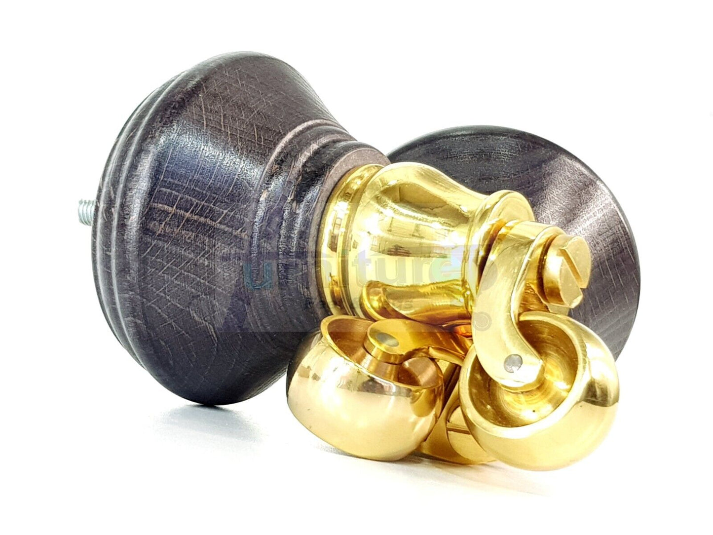 4x Black Stain Wooden Furniture Sofa Legs M8 With Castors Replacment Chair Settee Feet 115mm - 125mm High