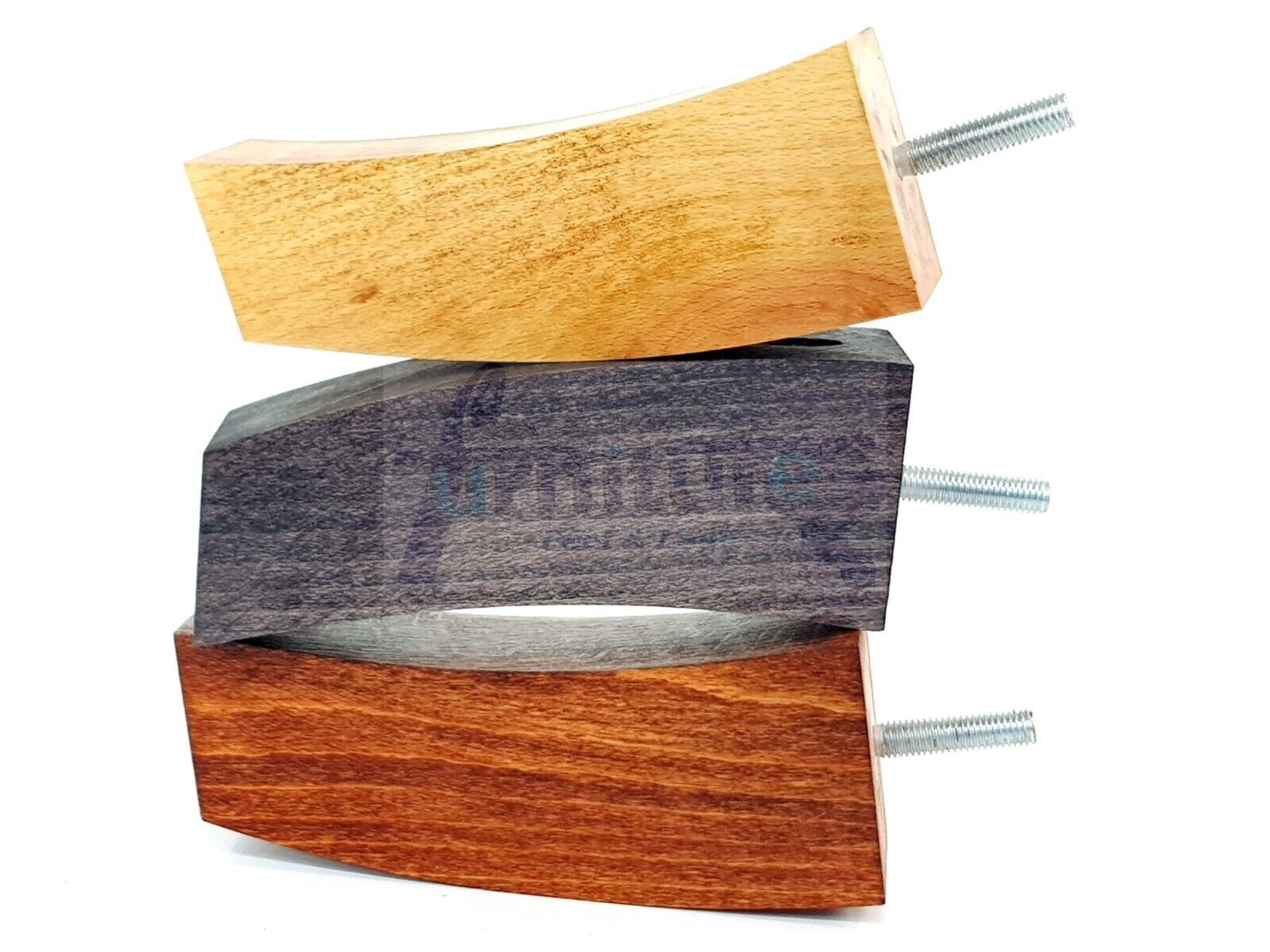 Set Of 4 Solid Wood Curved Furniture Feet Replacement Legs 145mm High M8(8mm)