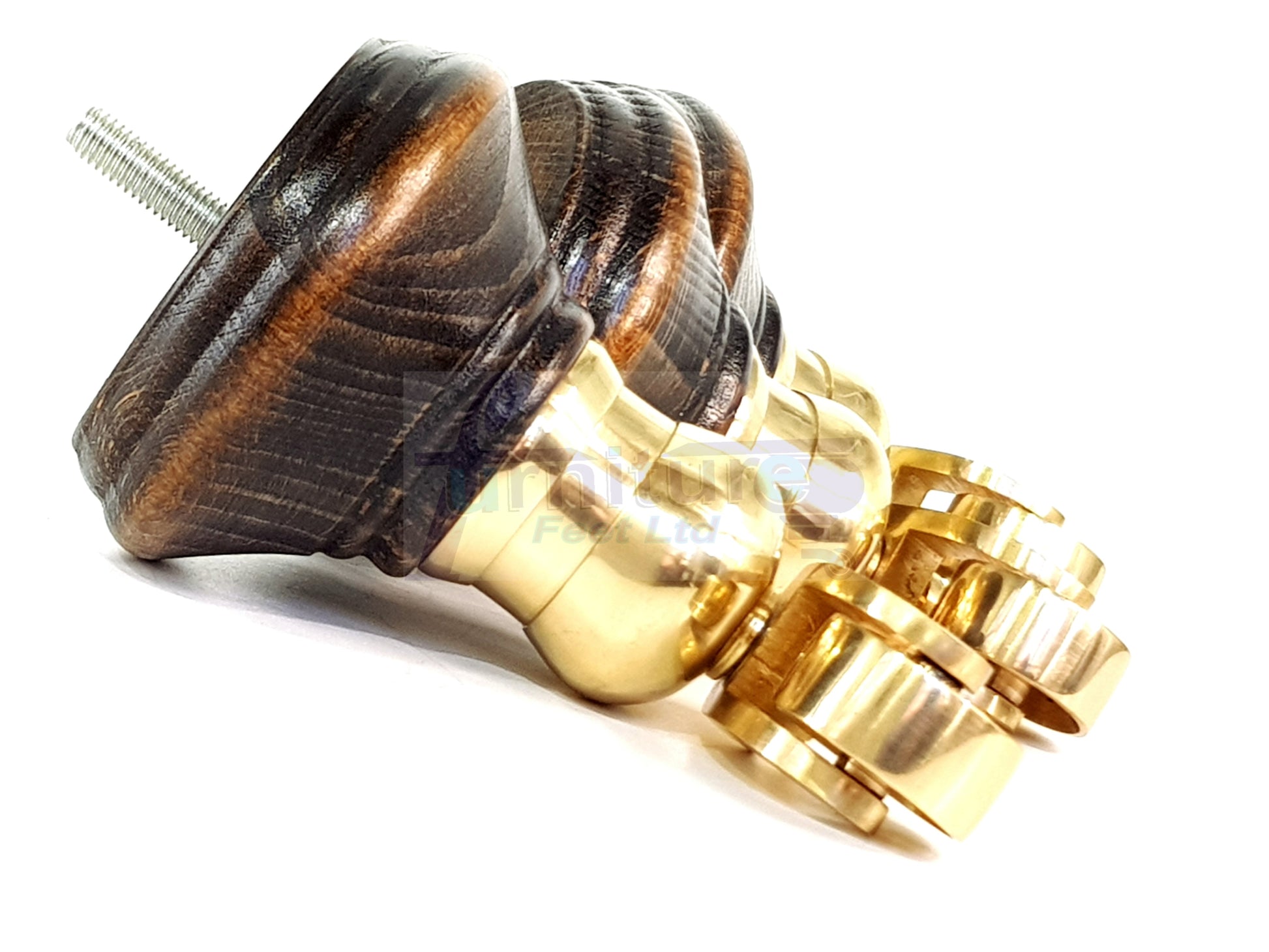 4x Burnt Oak Washed Wooden Furniture Sofa Legs M8 With Castors Replacment Chair Settee Feet 115mm - 125mm High