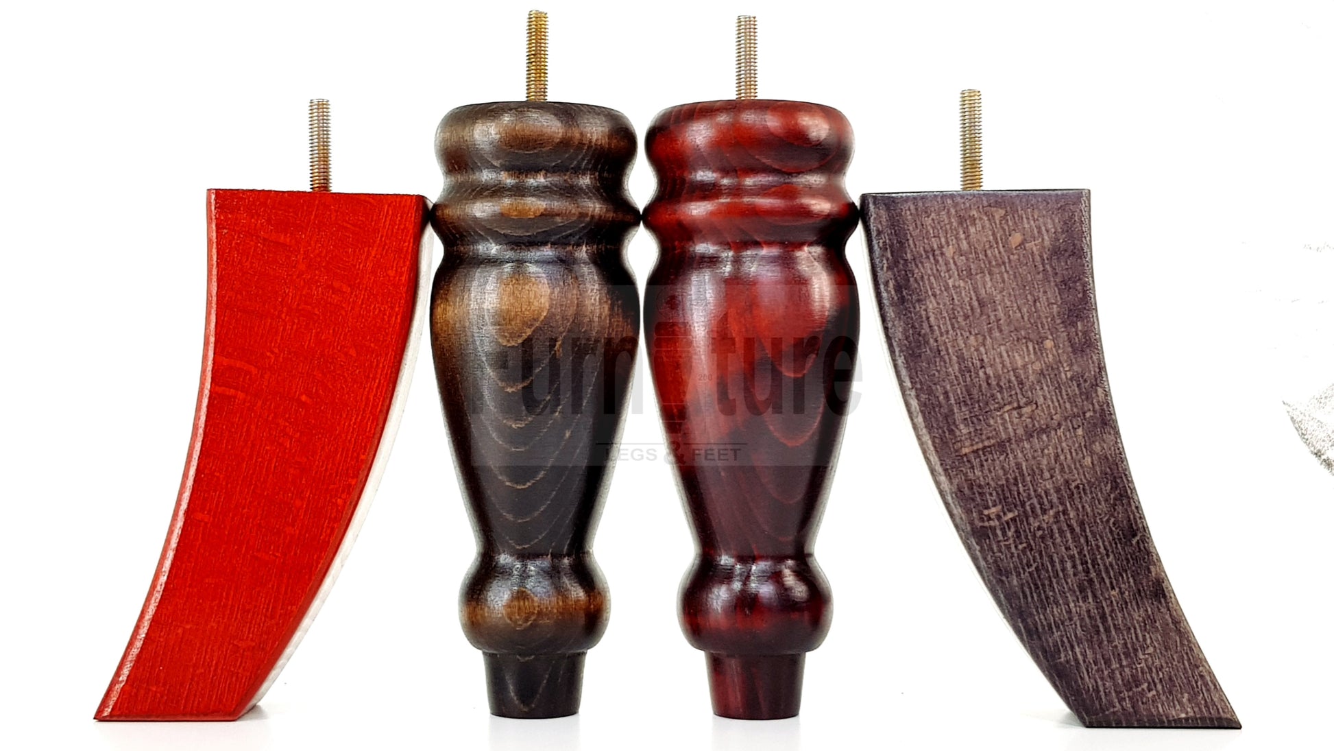 2x Furniture Legs Replacement Sofa Feet 200mm & 2x Curved Legs 175mm for Chairs Sofa Settee M10 Thread