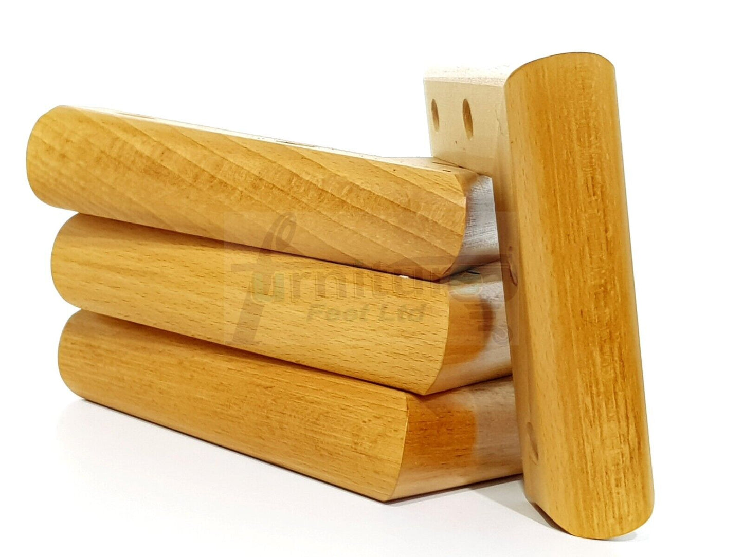 Set Of 4 Wooden Corner Furniture Feet 40mm High Replacement Sofa Chair Legs Self-Fixing: Oak