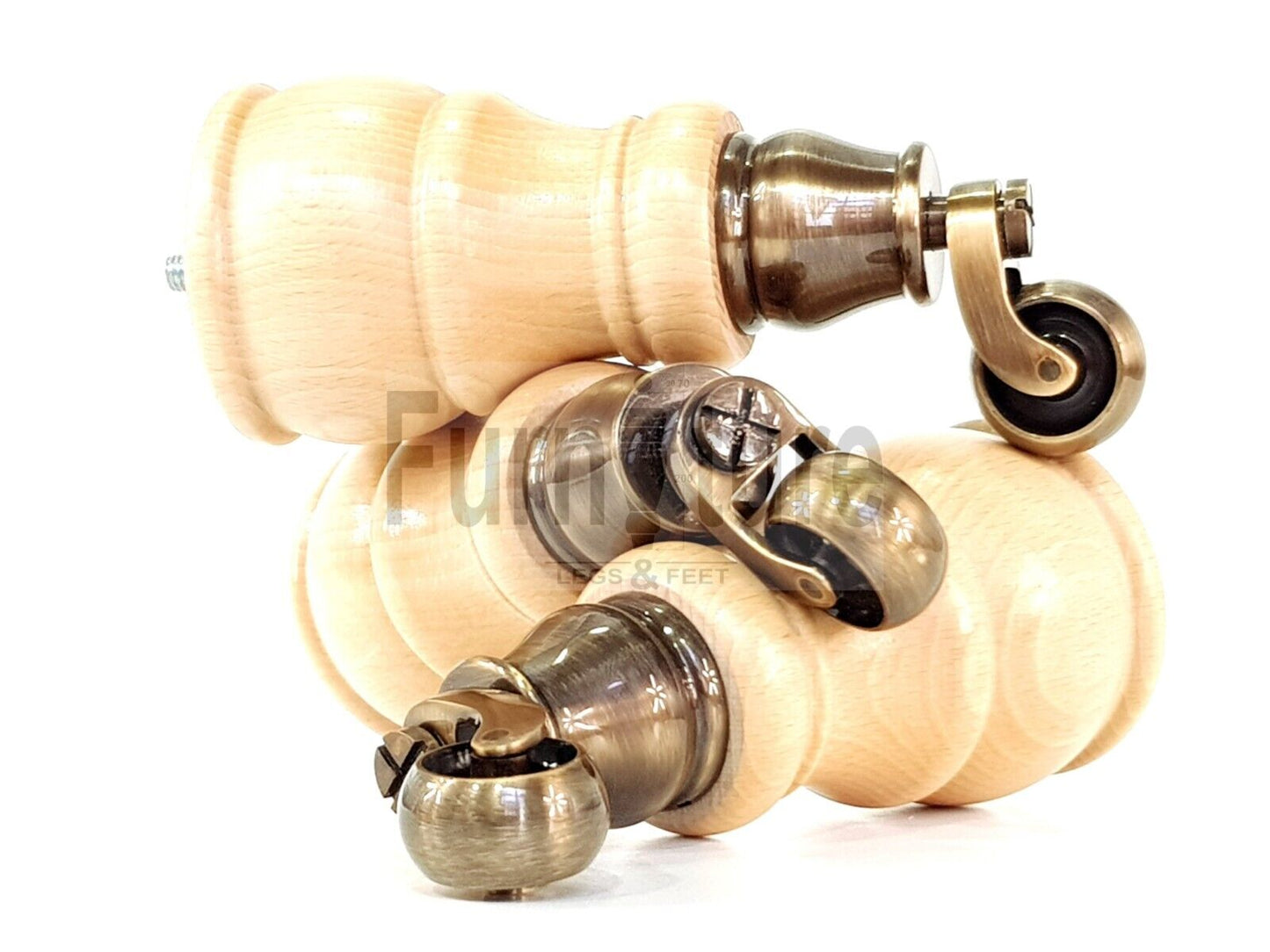 4 Turned Wood Feet Natural Castor Legs Chair Furniture Stools Sofa Chairs M8 160mm 6 Inch High